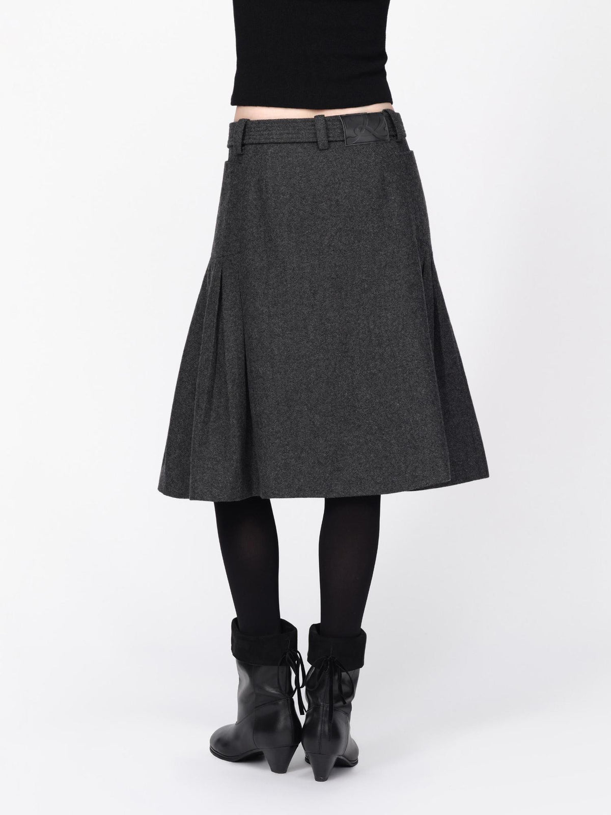 RUN TO THE FUTURE Pleated Wool Belted A Line Women&