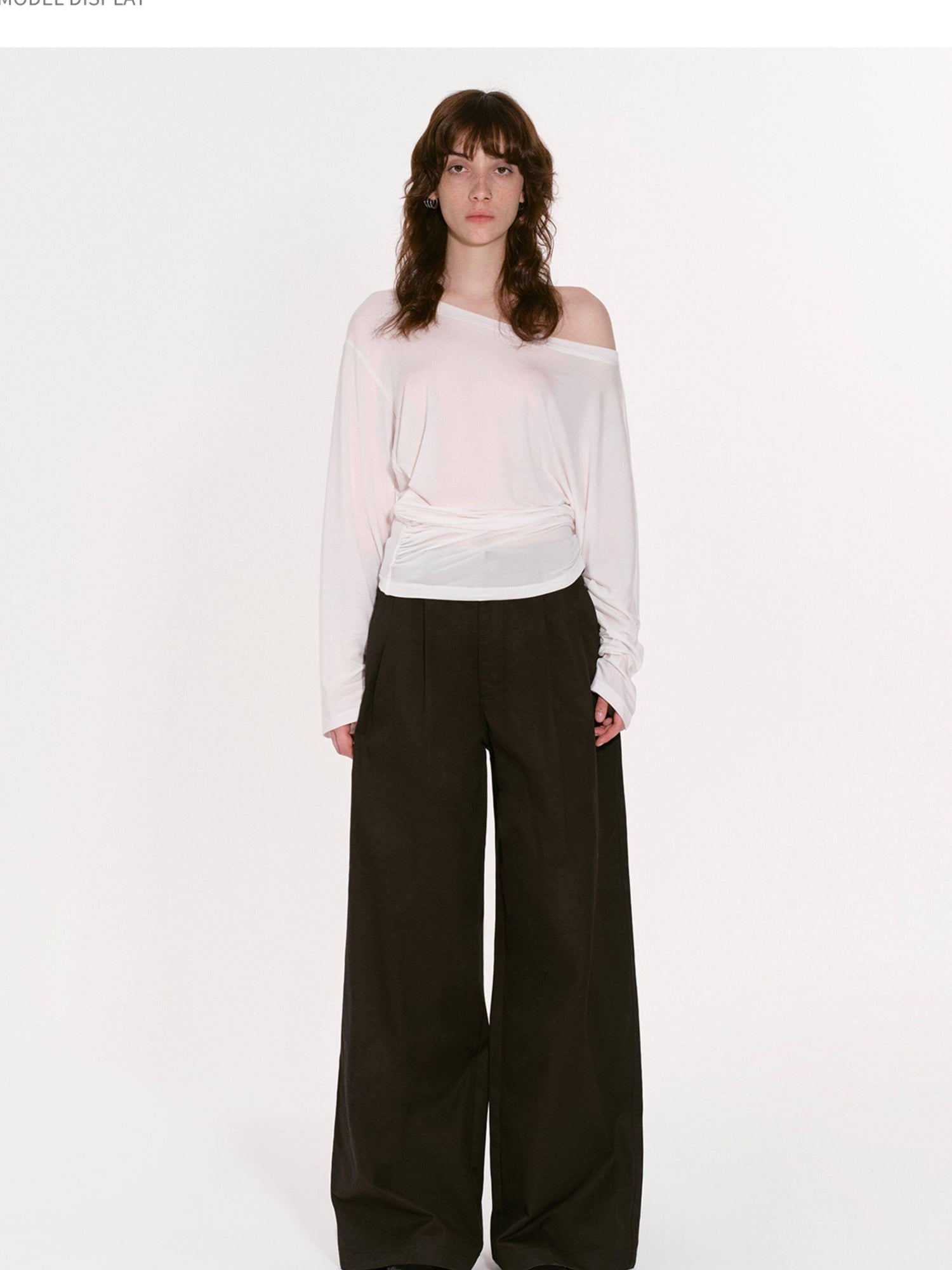 RUN TO THE FUTURE Pure Cotton Original Pleated Low Waist Pockets Women Khaki Black Wide-Leg Pants