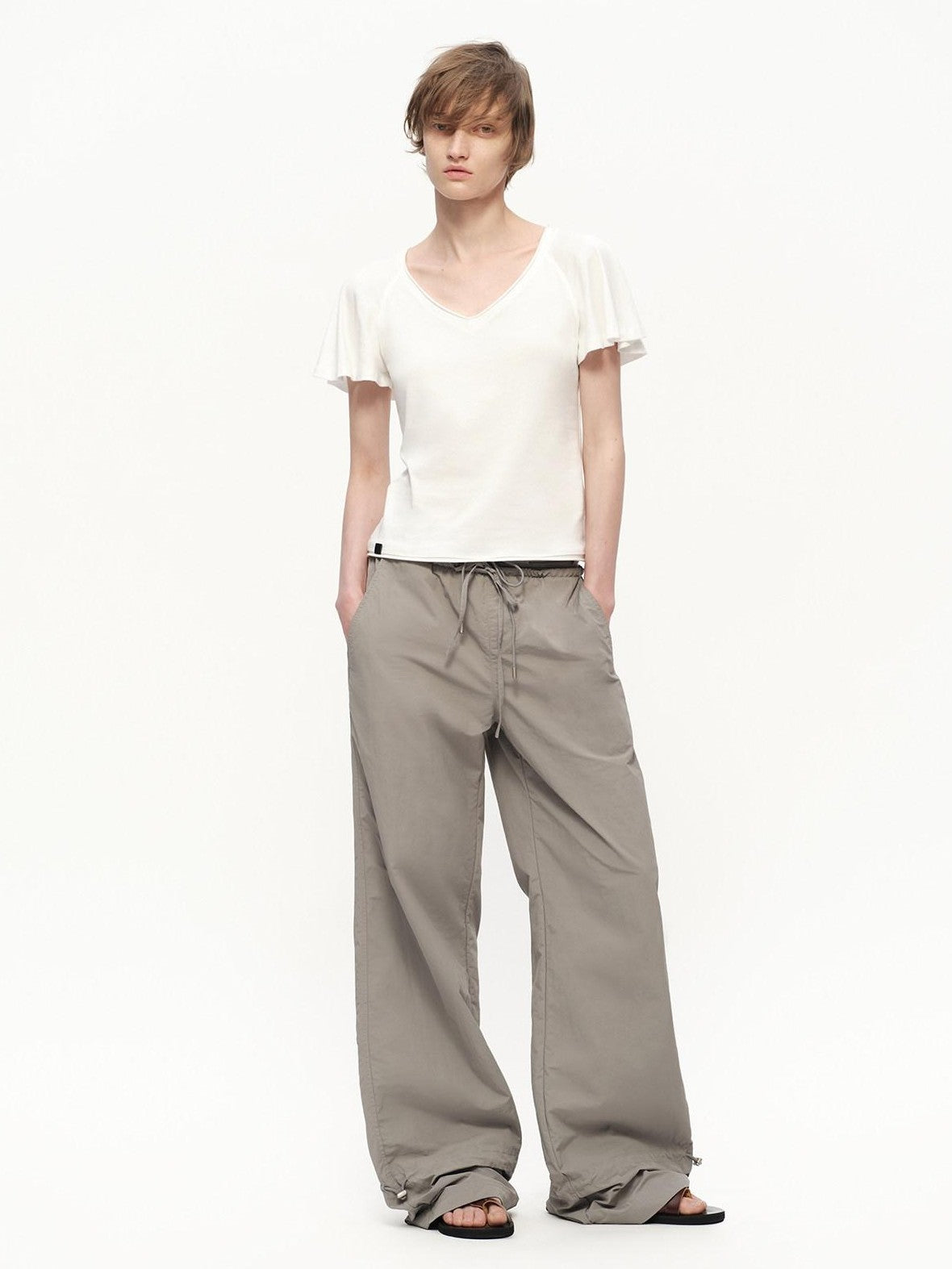 RUN TO THE FUTURE Silver Gray Quick Dry Cargo Drawstring Women&