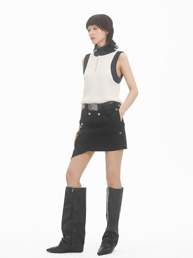 RUN TO THE FUTURE Soft Acrylic Straight Fit Commuter Tank Women Grey White Knit Sweaters