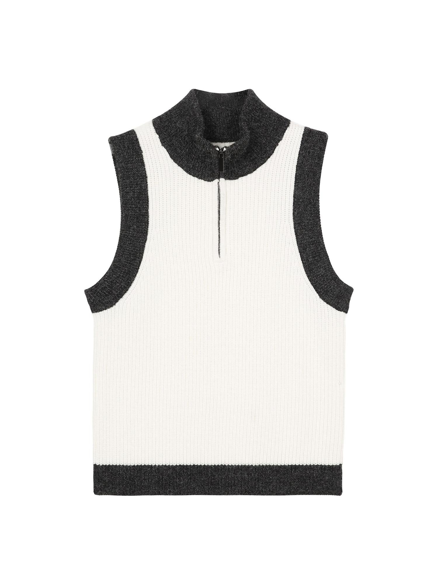 RUN TO THE FUTURE Soft Acrylic Straight Fit Commuter Tank Women Grey White Knit Sweaters