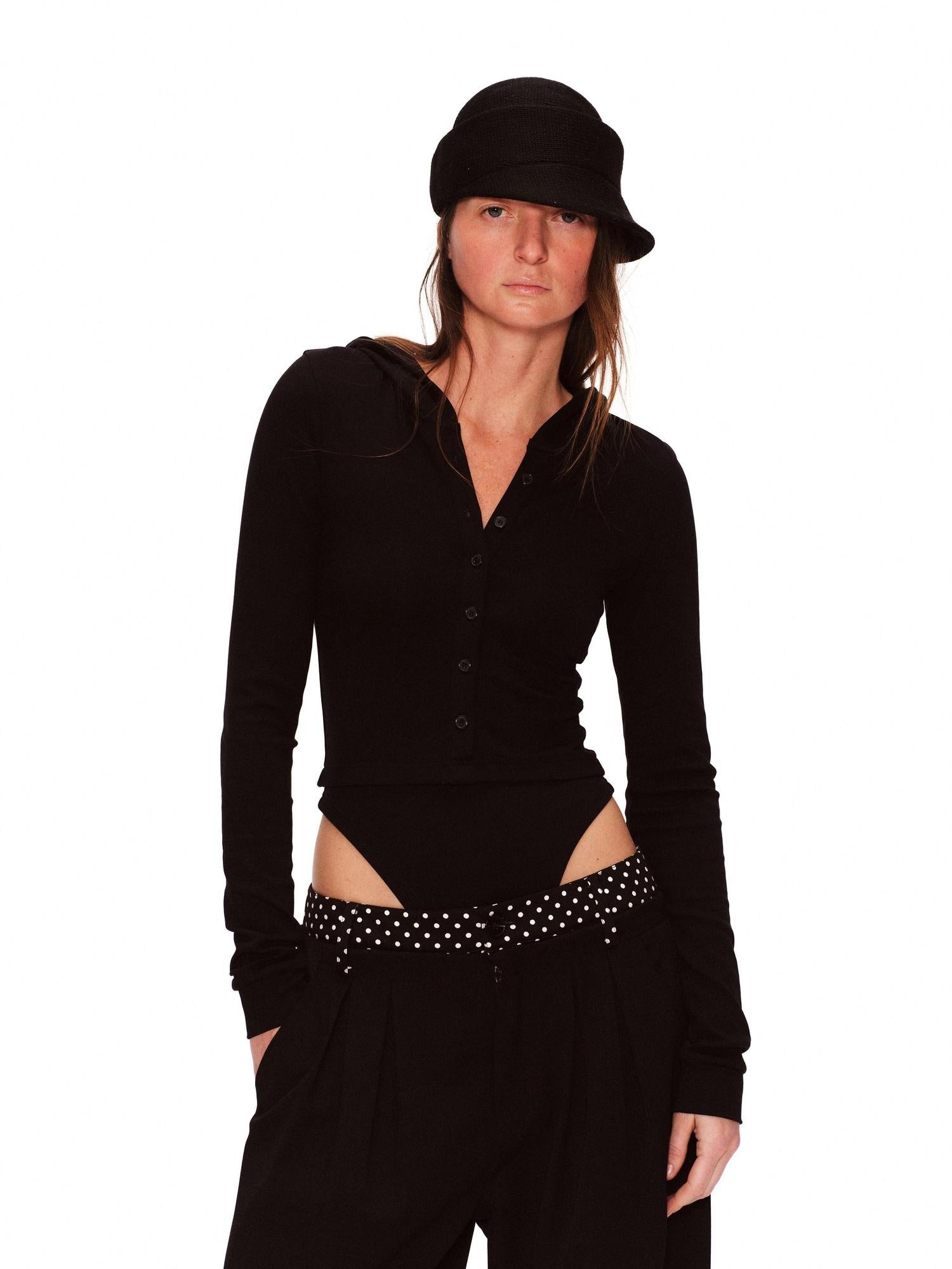 RUN TO THE FUTURE Soft Cotton Stretch Slim Fit Faux Layer Hooded V-neck Women Long Sleeve T-Shirts