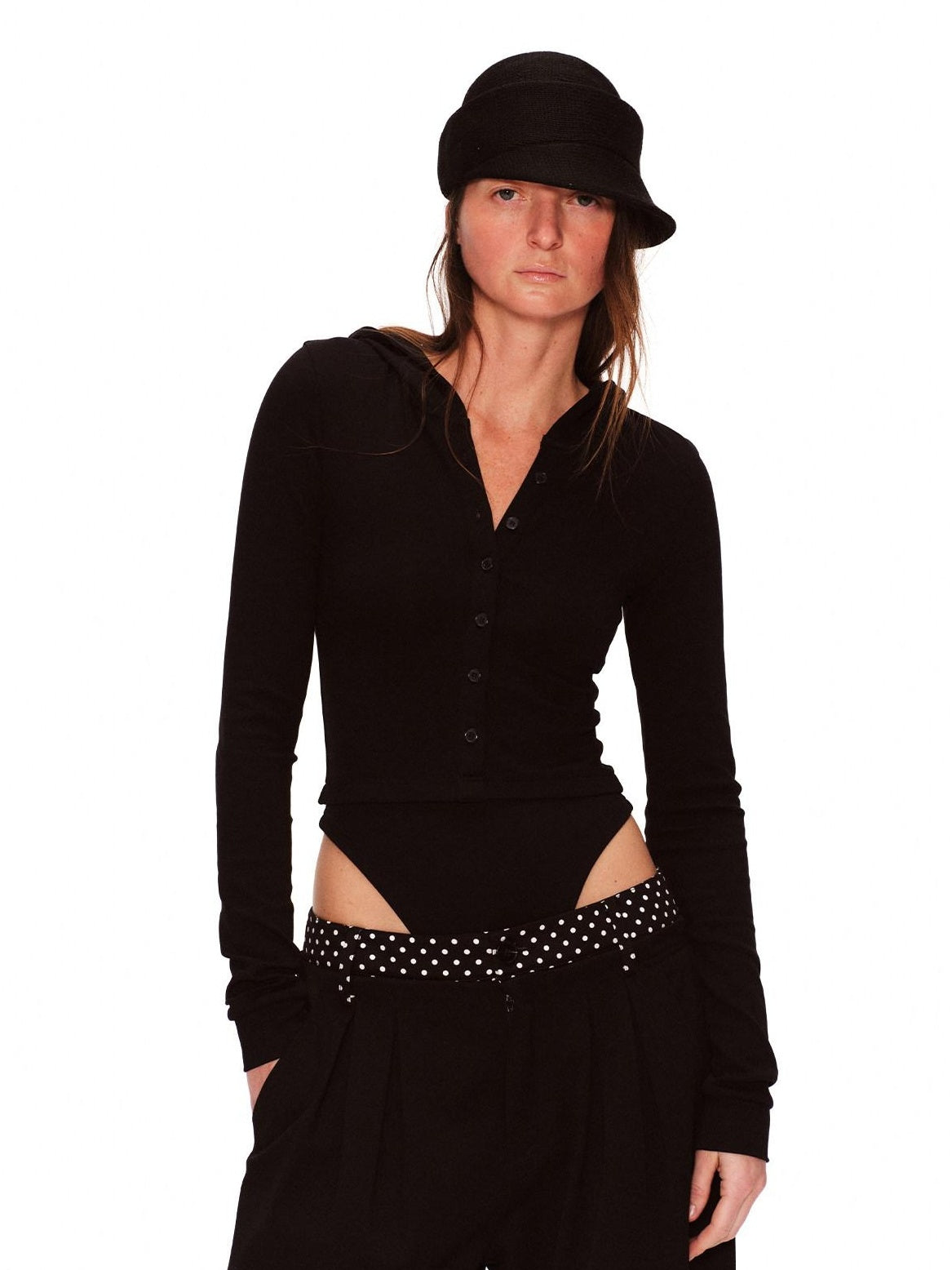 RUN TO THE FUTURE Soft Cotton Stretch Slim Fit Faux Layer Hooded V-neck Women Long Sleeve T-Shirts