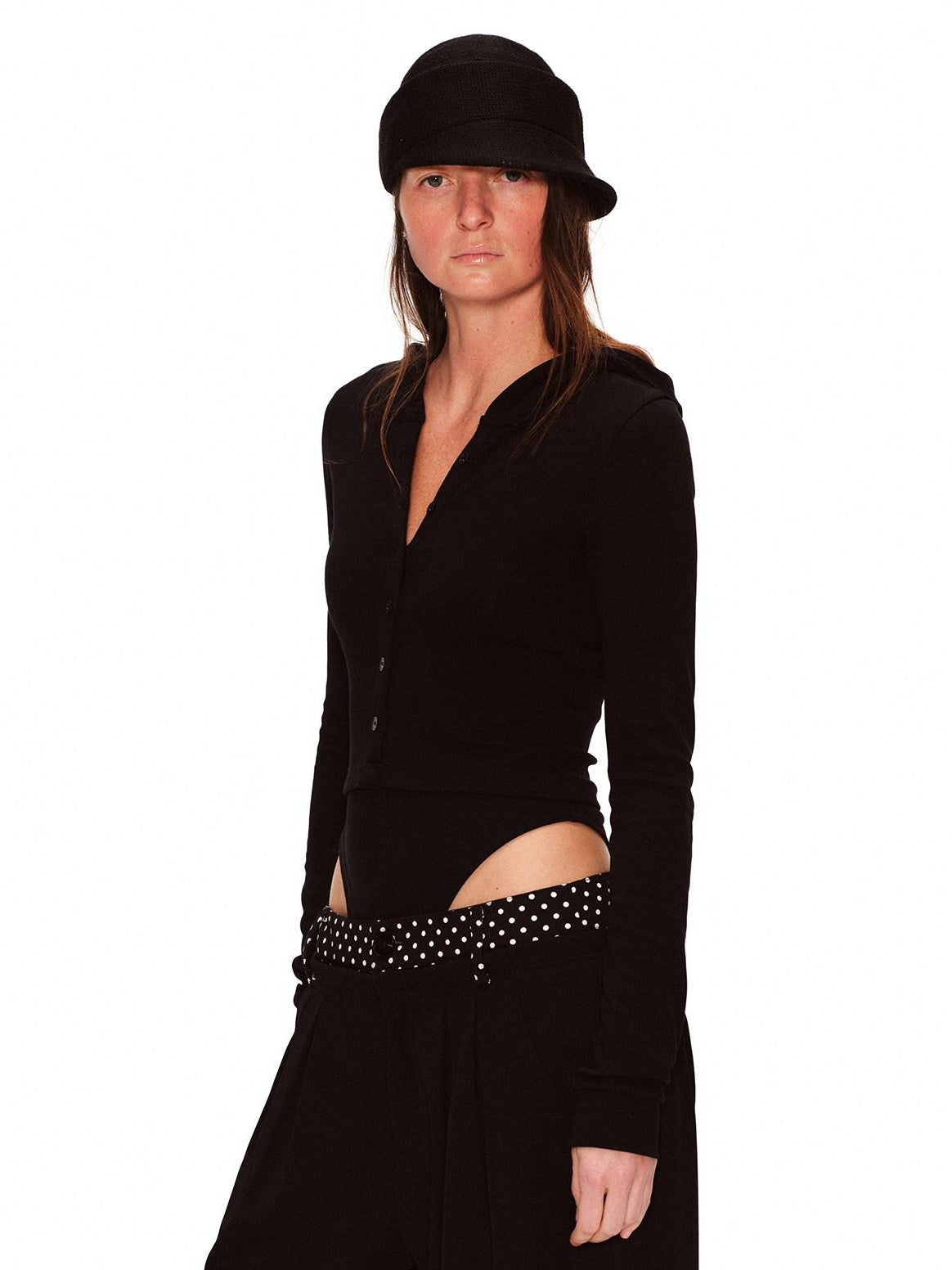 RUN TO THE FUTURE Soft Cotton Stretch Slim Fit Faux Layer Hooded V-neck Women Long Sleeve T-Shirts