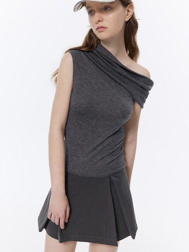 RUN TO THE FUTURE Soft Low Waist Solid A Line Casual Womens Cement Gray Mini Skirts