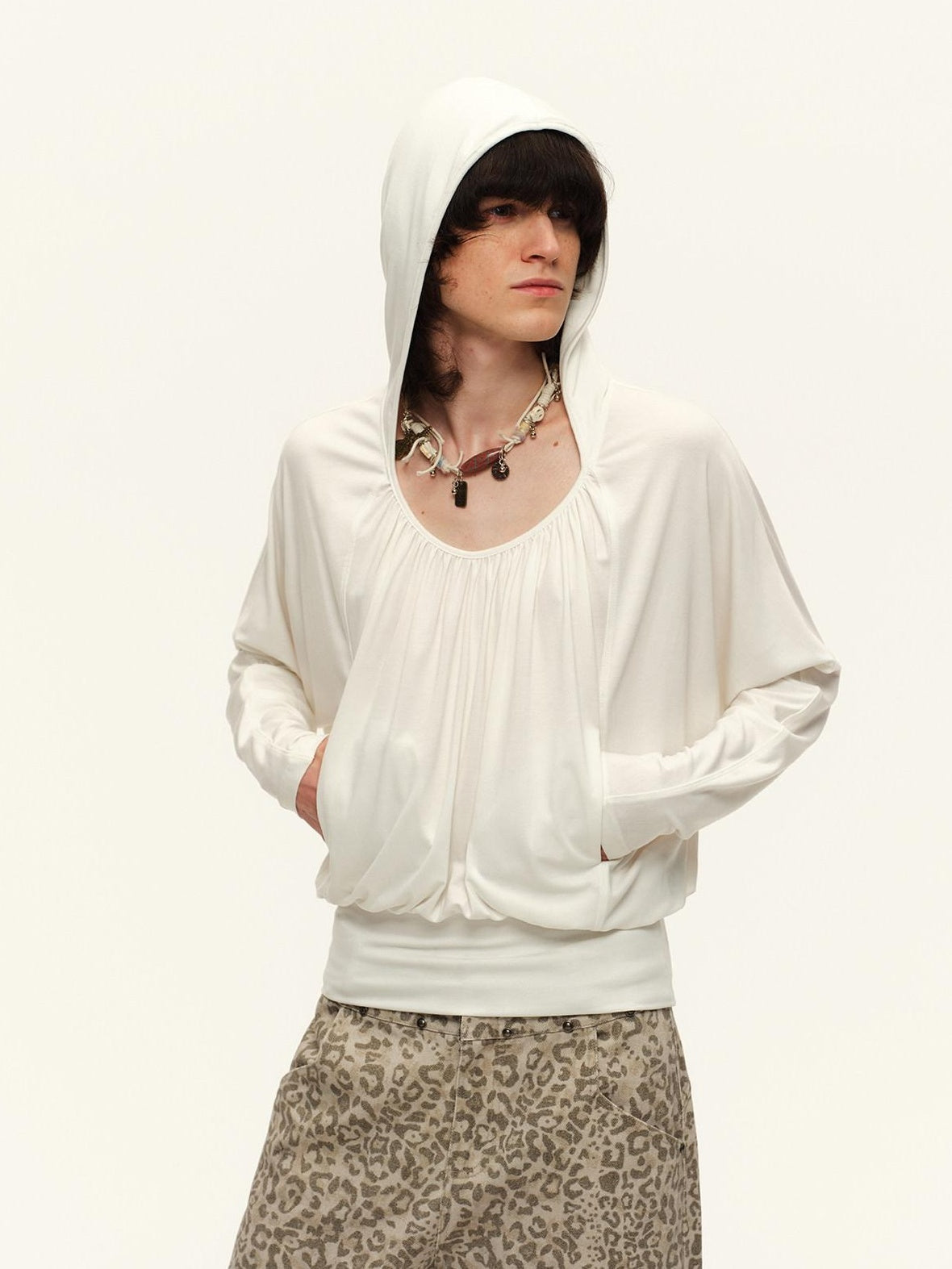 RUN TO THE FUTURE Soft Lyocell Pocket Hooded Oversized Casual Women Long Sleeve T-Shirts
