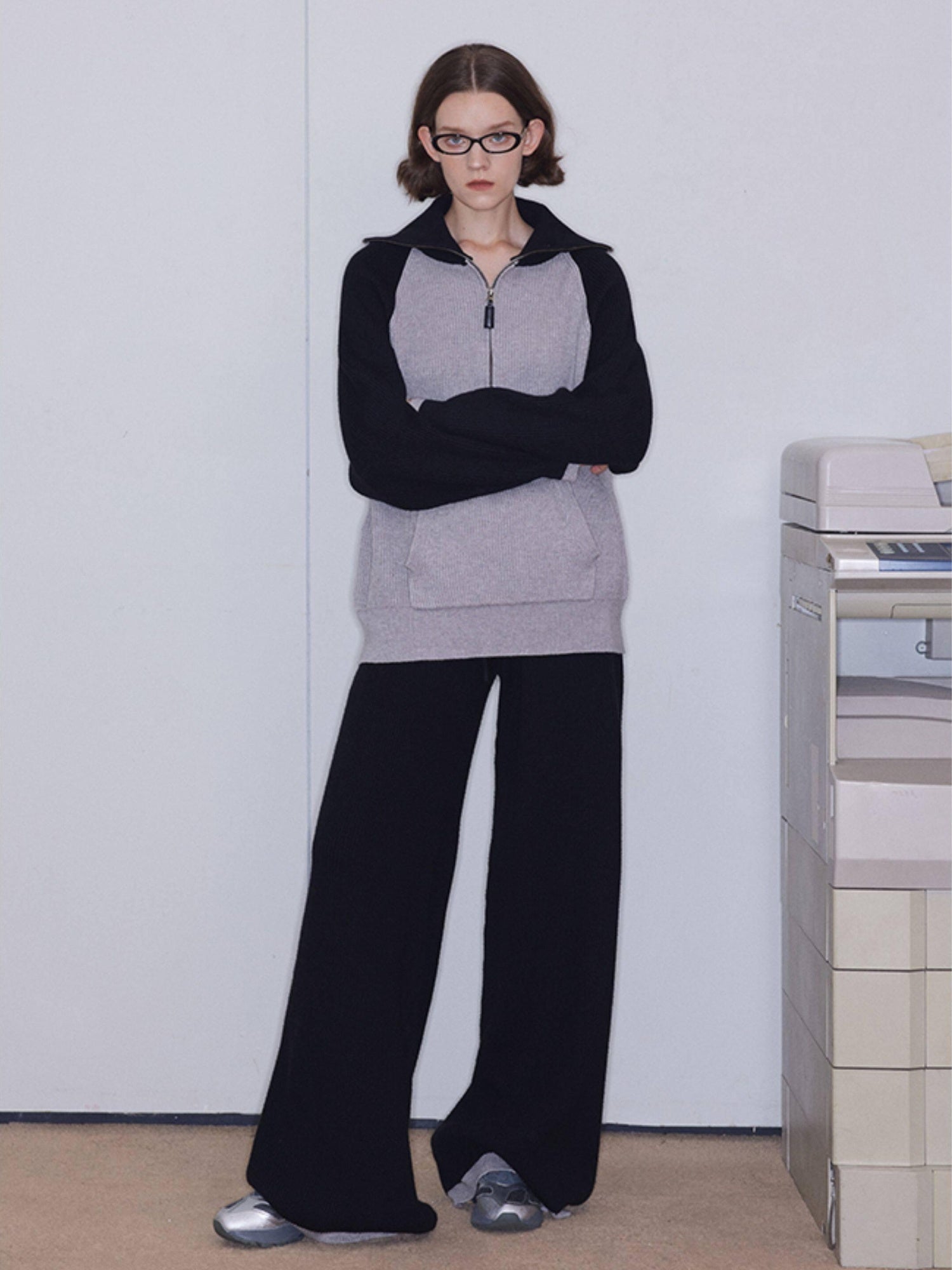 RUN TO THE FUTURE Soft Stretch Knit Original Natural Waist Women Elegant Wide-Leg Pants