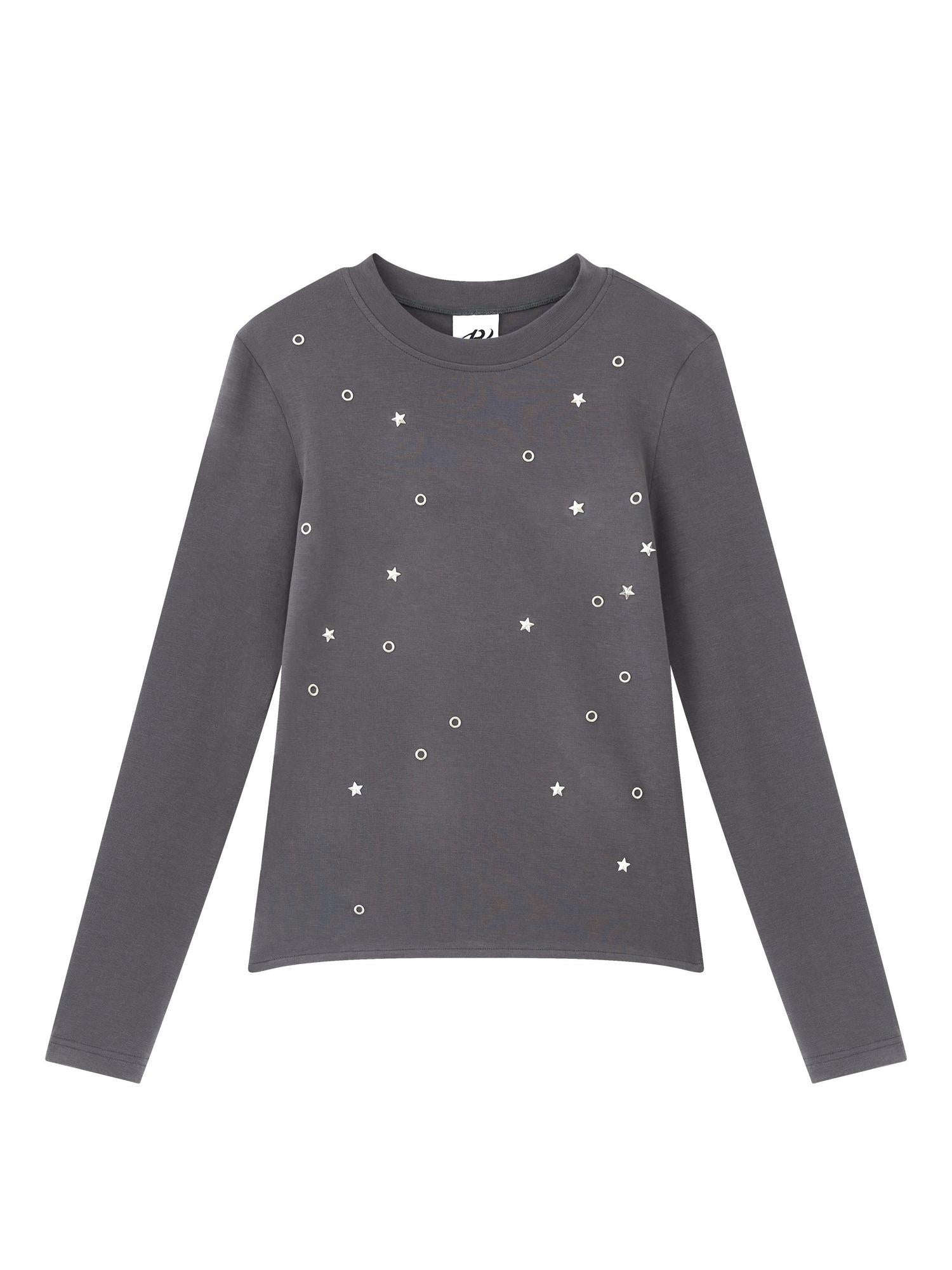 RUN TO THE FUTURE Soft Tencel Slim Fit Women Crew Neck Midnight Blue Long Sleeve T-Shirts