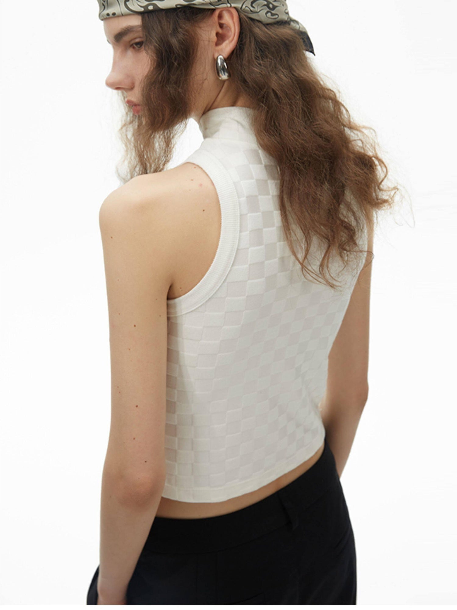 RUN TO THE FUTURE Soft Viscose Asymmetric Original Design Slim Fit Women Beige Tank Tops