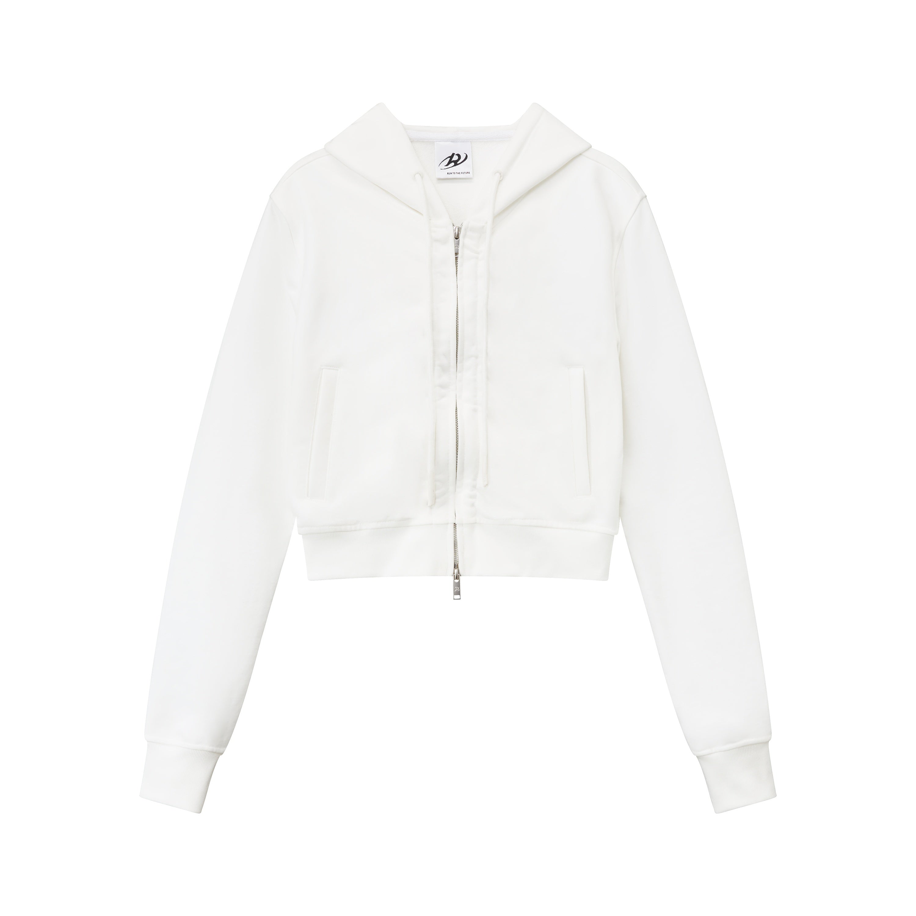 RUN_TO_THE_FUTURE_Solid_Ruched_Zip_Front_Cropped_Hooded_Women&