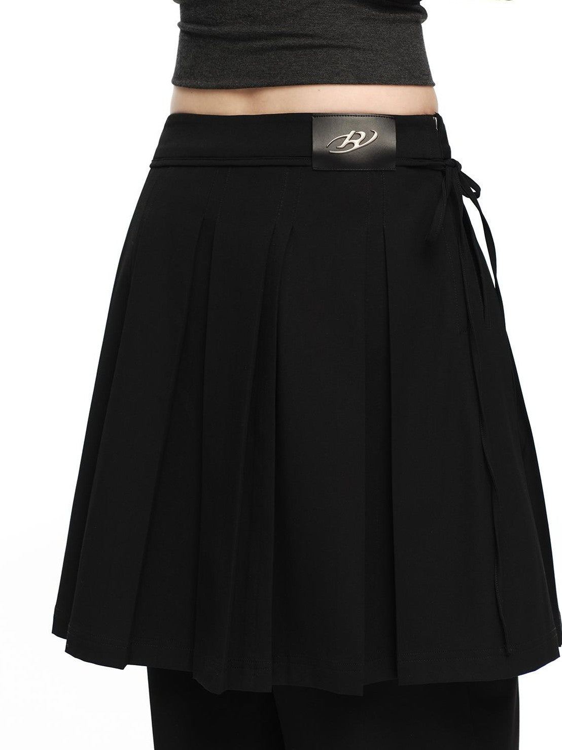 RUN TO THE FUTURE Solid Two Piece Pleated Straight Wide Leg Women&