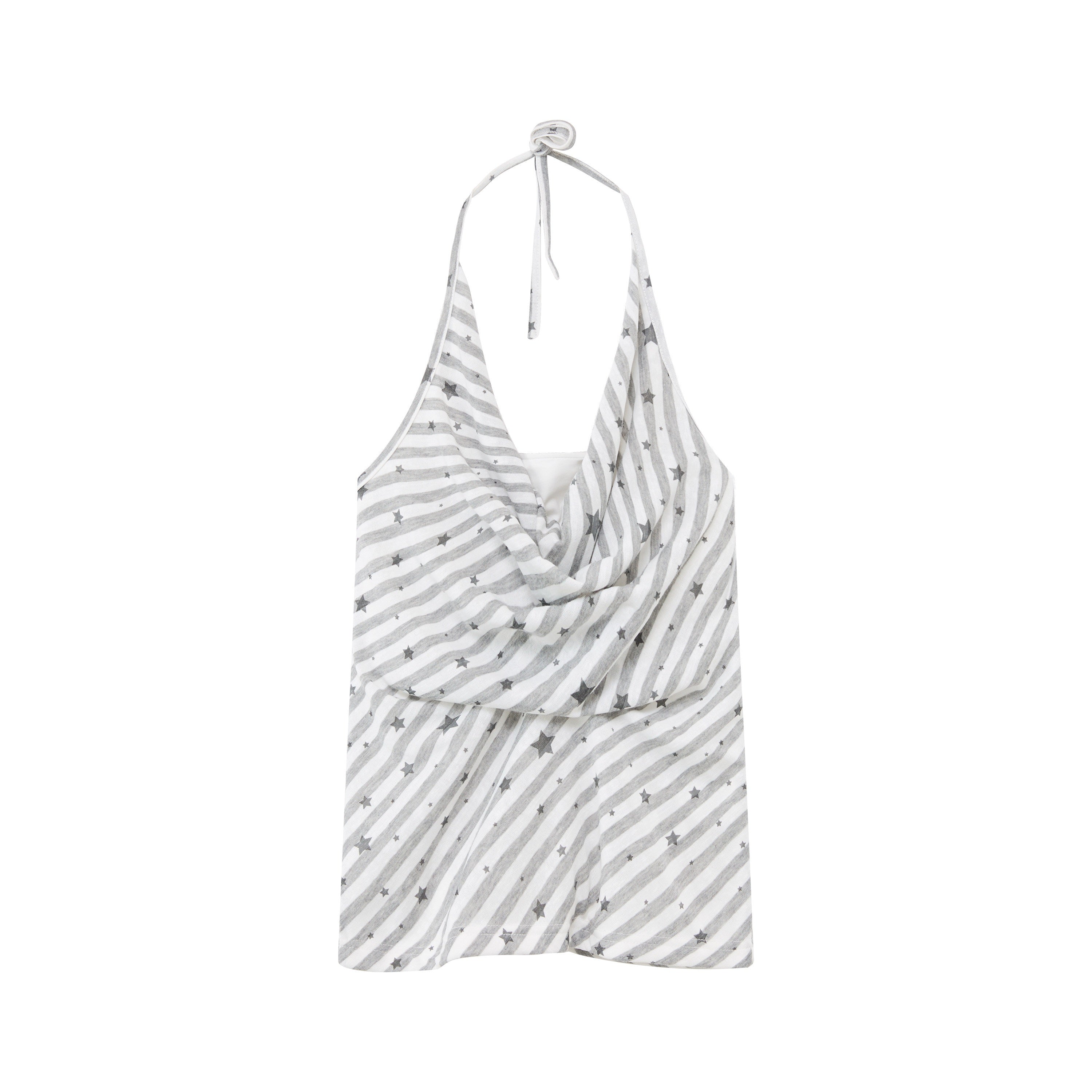 RUN TO THE FUTURE Striped Printed Tie Halter Slim Fit Women No Padding Breathable Tank Tops