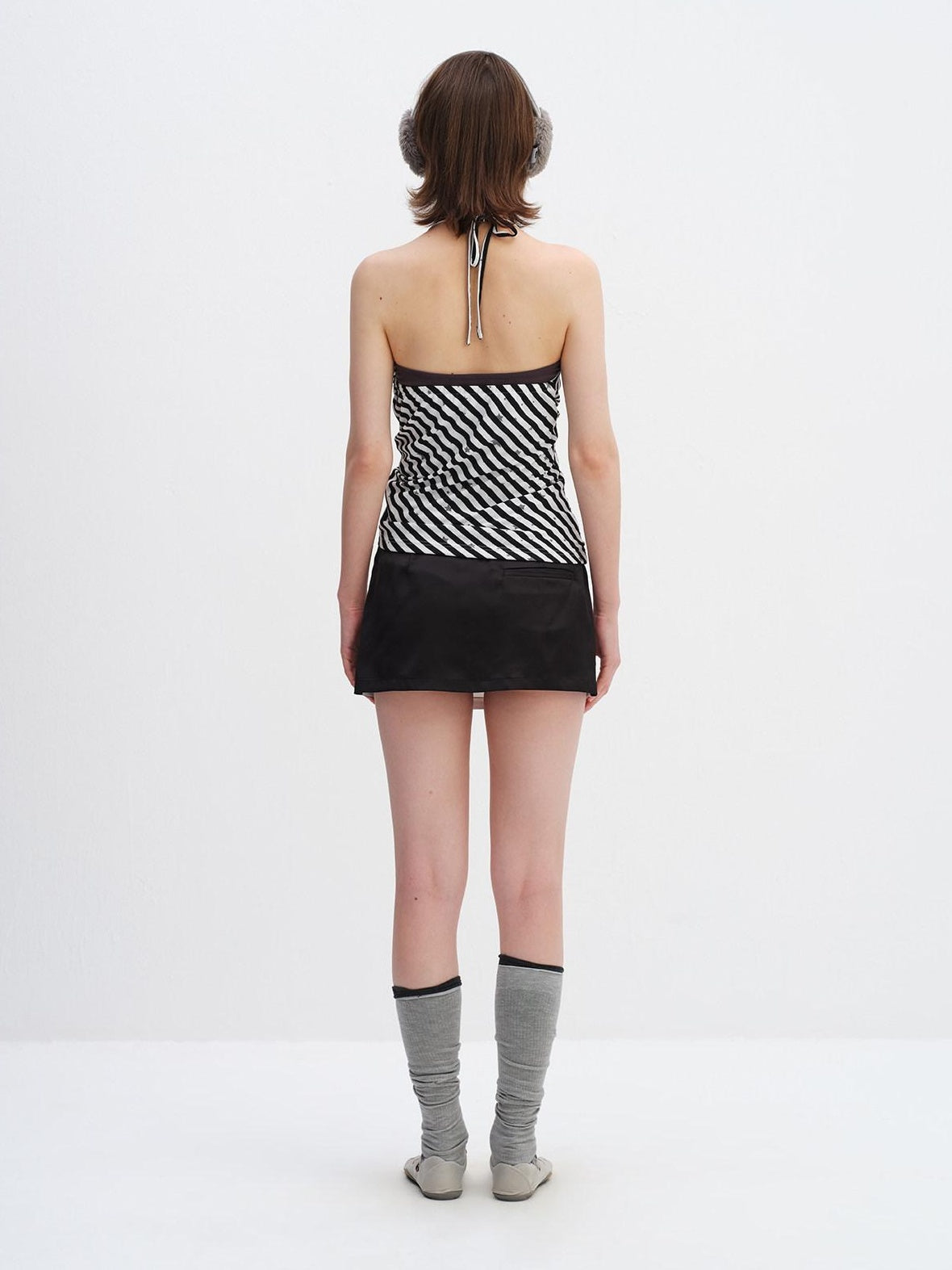 RUN TO THE FUTURE Striped Printed Tie Halter Slim Fit Women No Padding Breathable Tank Tops