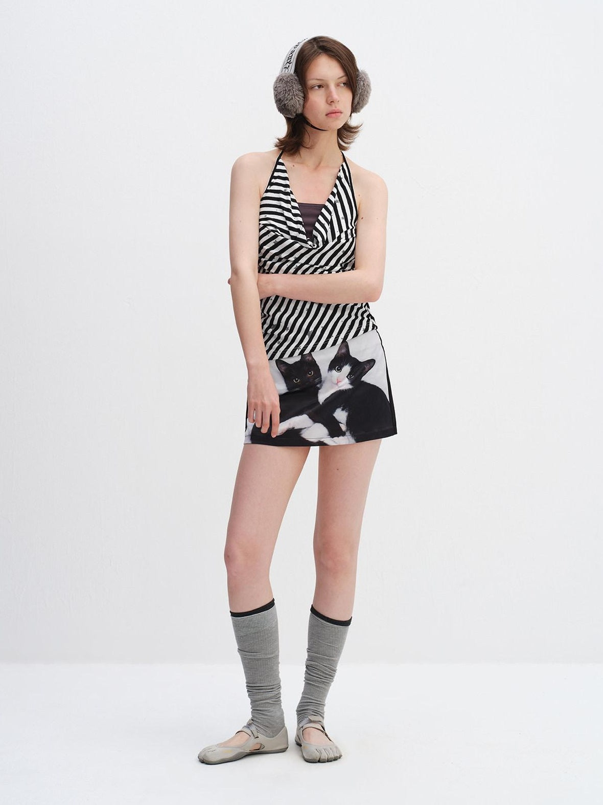 RUN TO THE FUTURE Striped Printed Tie Halter Slim Fit Women No Padding Breathable Tank Tops