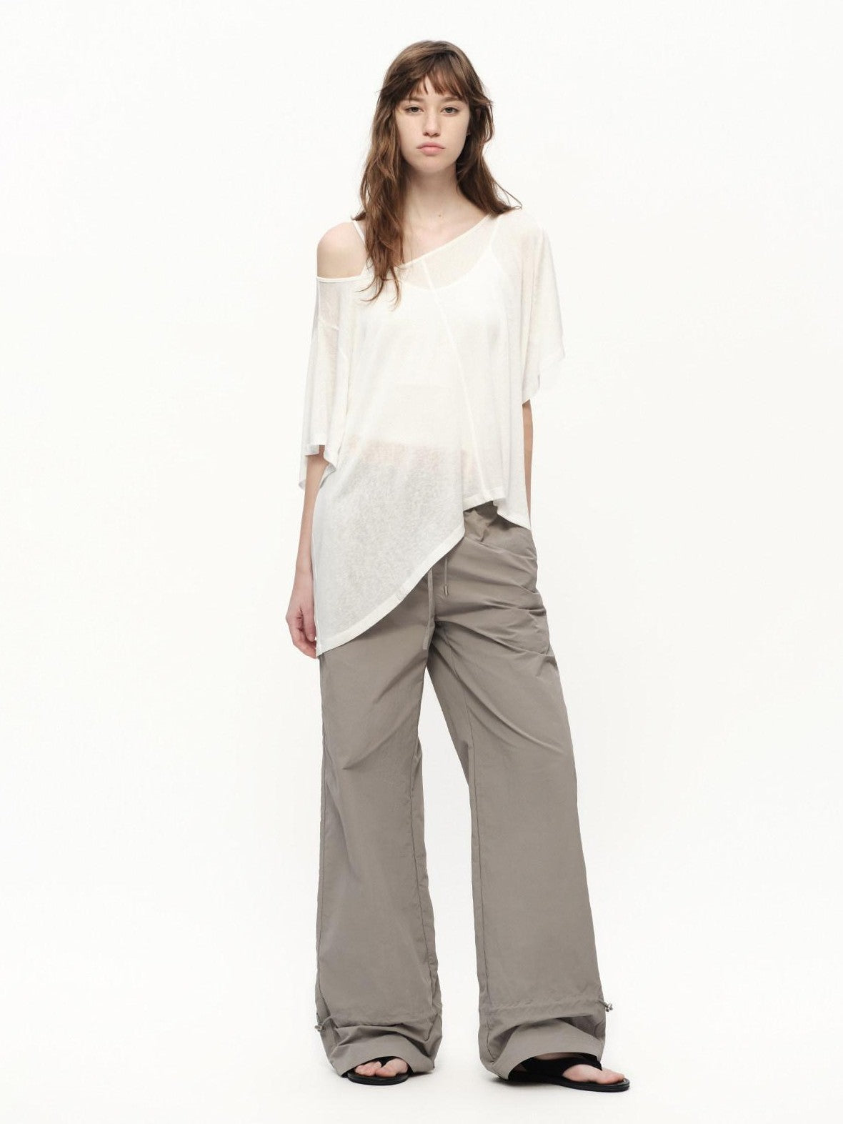 RUN TO THE FUTURE Textured One Shoulder Irregular Hem Loose Women&