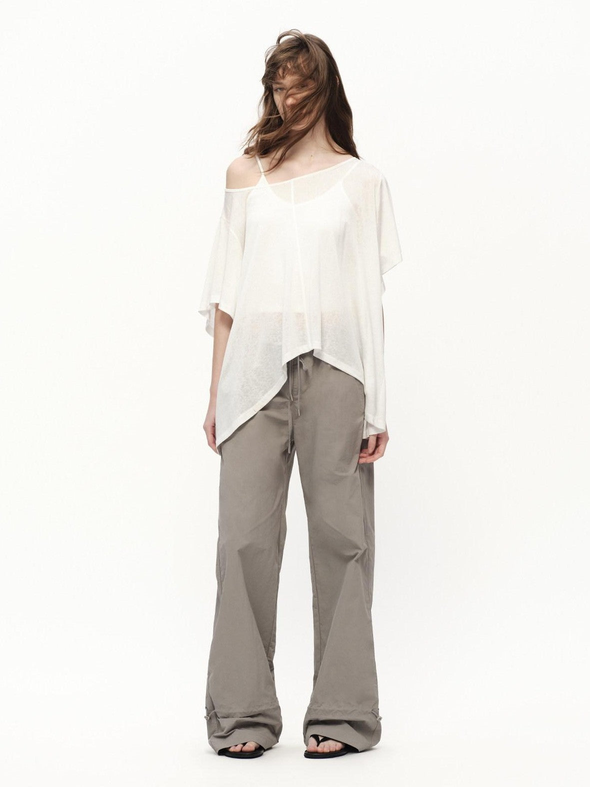 RUN TO THE FUTURE Textured One Shoulder Irregular Hem Loose Women&
