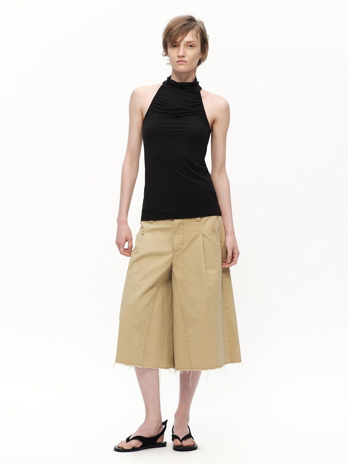 RUN TO THE FUTURE Urban Gray Ruched Halter Mock Neck Slim Women&