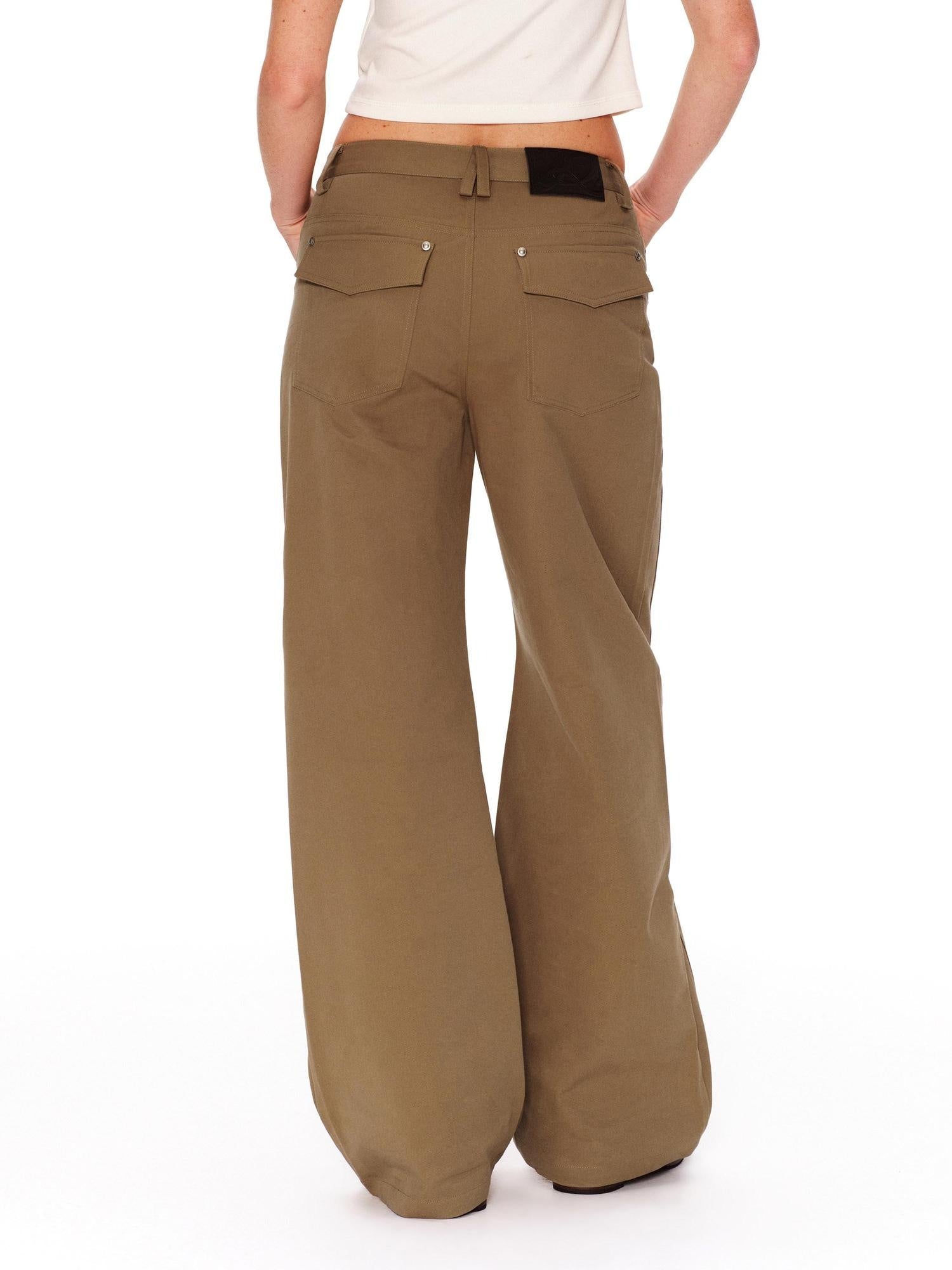 RUN TO THE FUTURE Vintage 3D Embellished Mid Low Waist Button Washed Cotton Women Straight Pants
