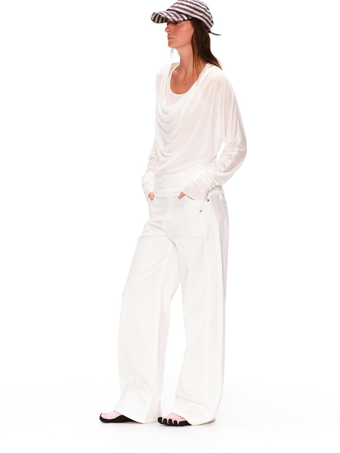 RUN TO THE FUTURE Vintage 3D Embellished Mid Low Waist Button Washed Cotton Women Straight Pants