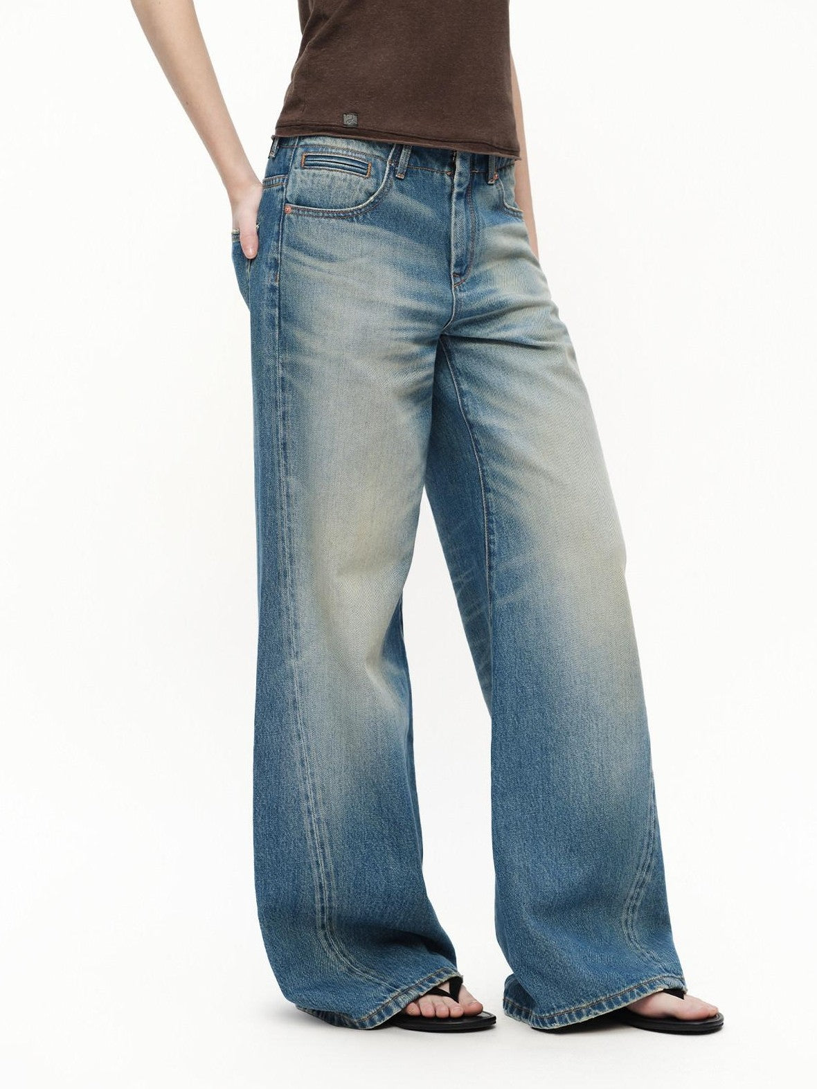 RUN TO THE FUTURE Vintage Blue Washed Low Rise Slimming Women&