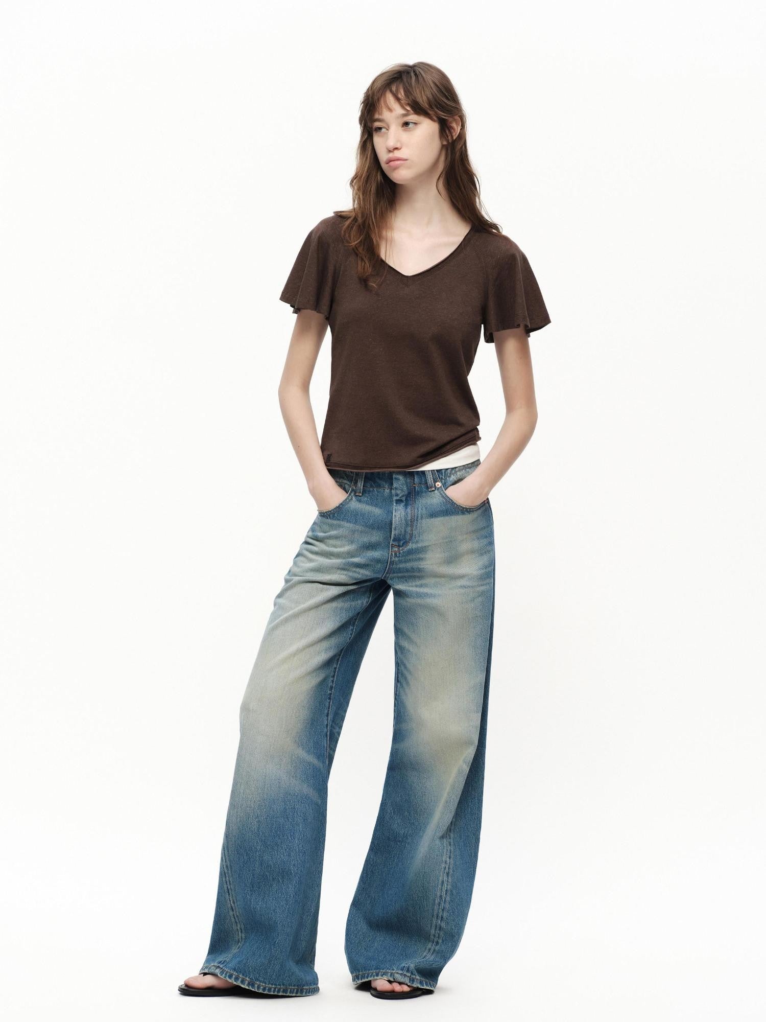 RUN TO THE FUTURE Vintage Blue Washed Low Rise Slimming Women&