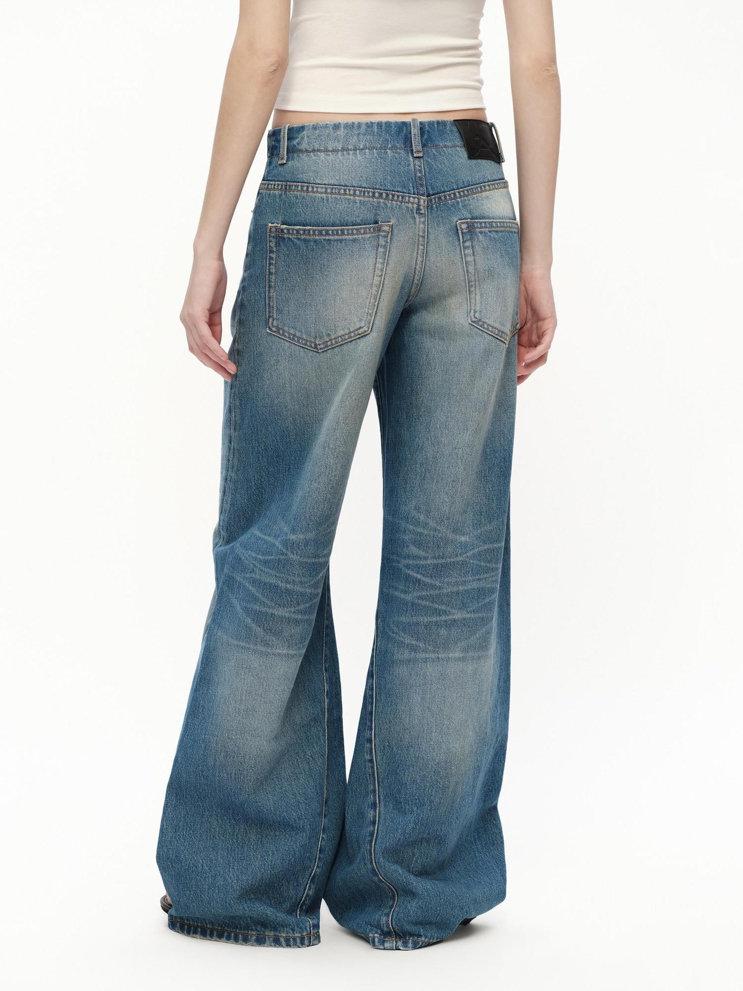 RUN TO THE FUTURE Vintage Blue Washed Low Rise Slimming Women&