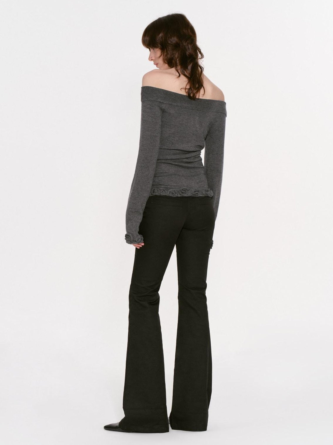RUN TO THE FUTURE Vintage Commuter Slim Fit 3D Boat Neck Women Wool Blend Long Sleeve T-Shirts