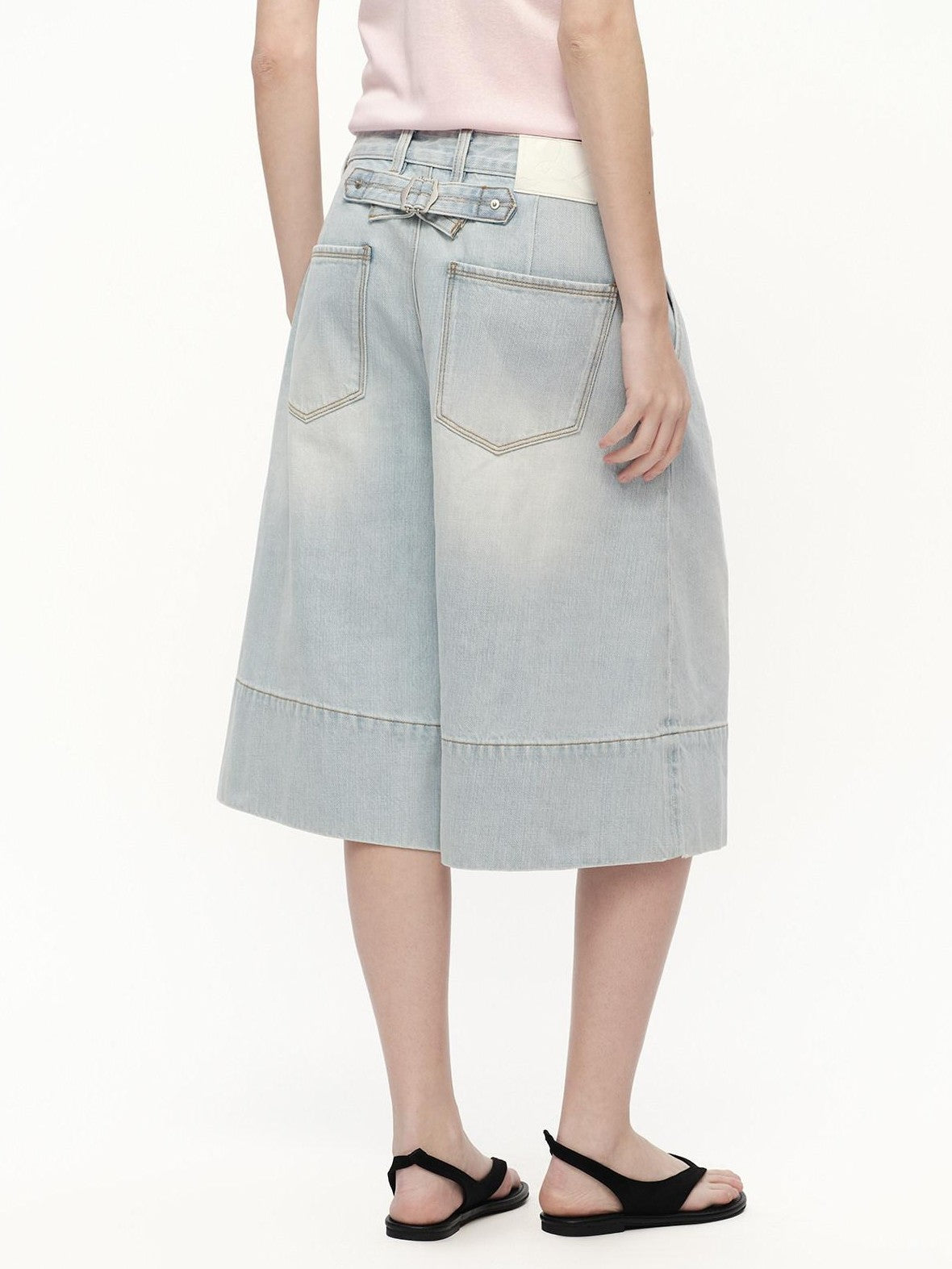 RUN TO THE FUTURE Vintage Light Wash Paris Button Cropped Women&