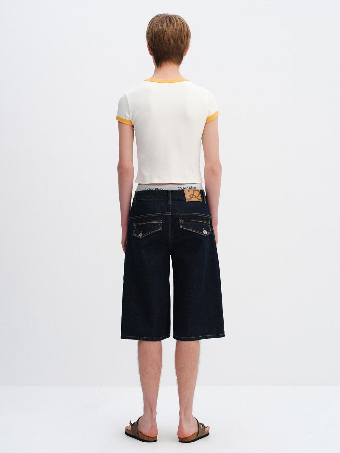 RUN TO THE FUTURE Vintage Patchwork Embroidered Heart Wide Leg Natural Waist Unisex Denim Shorts