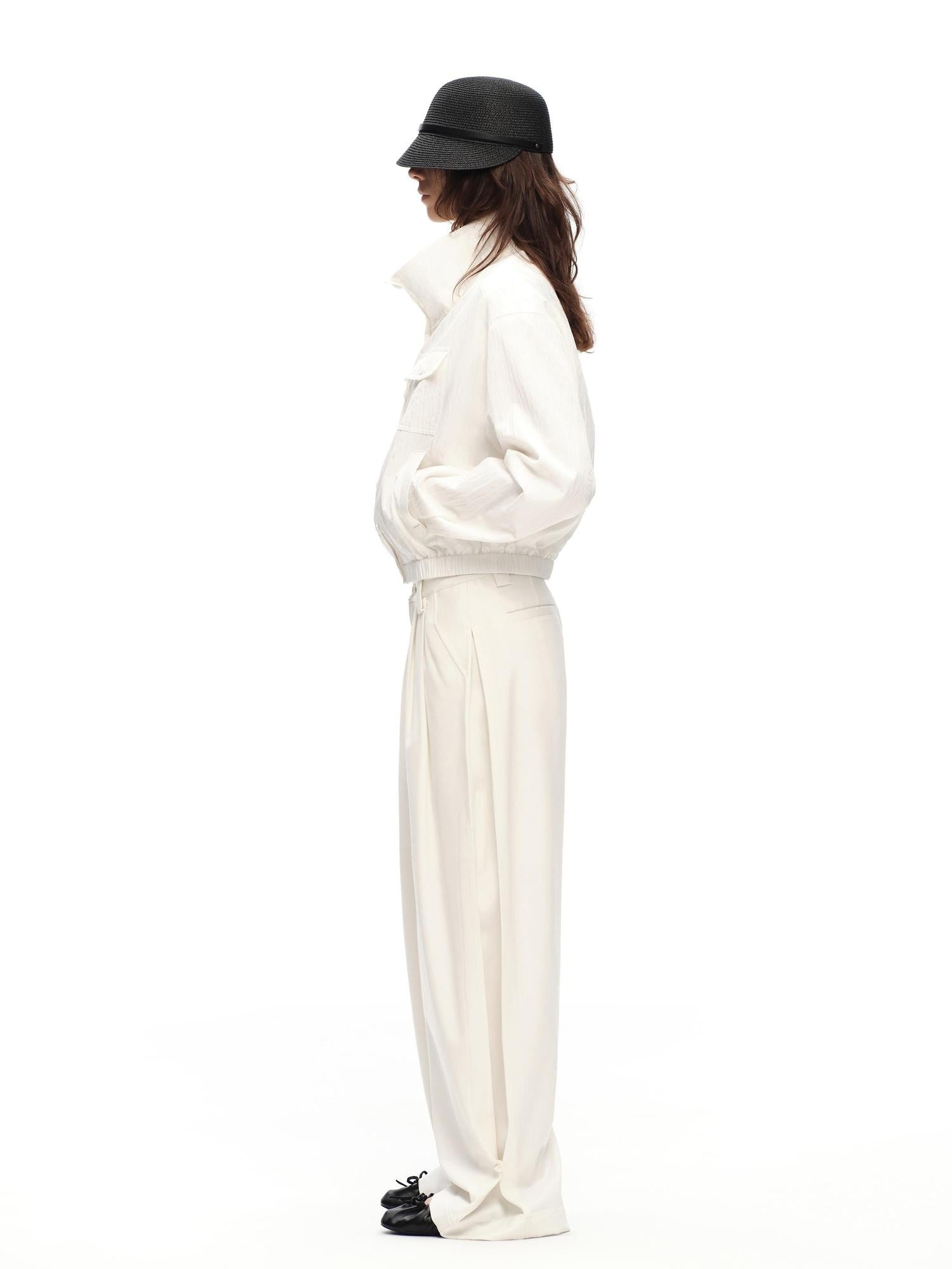 RUN TO THE FUTURE Vintage Silhouette Double Pleat Wide Leg Women&