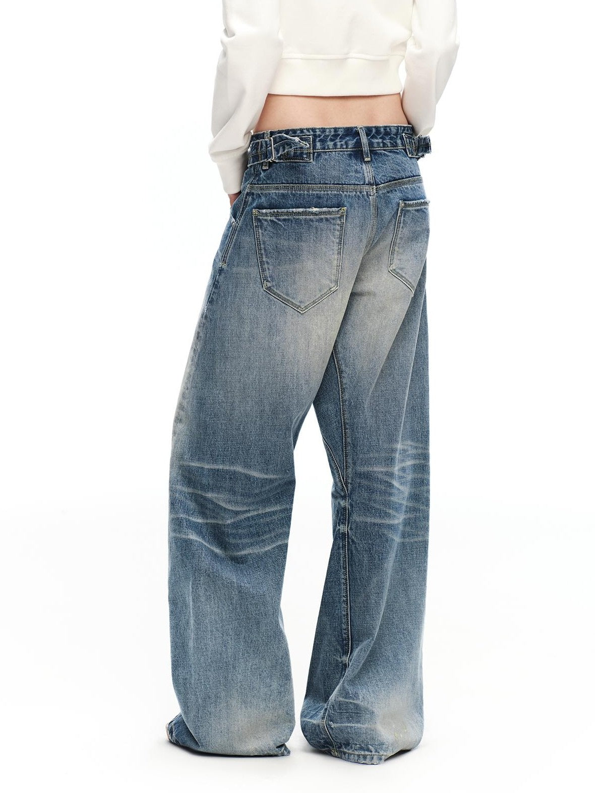 RUN TO THE FUTURE Vintage Wash Distressed Low Rise Women&