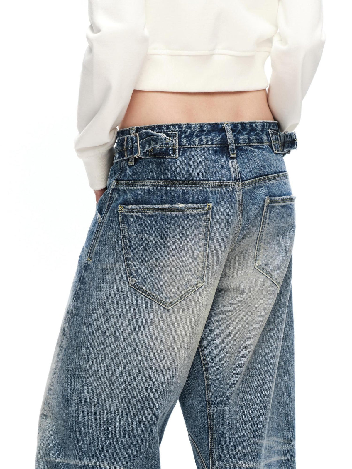 RUN TO THE FUTURE Vintage Wash Distressed Low Rise Women&