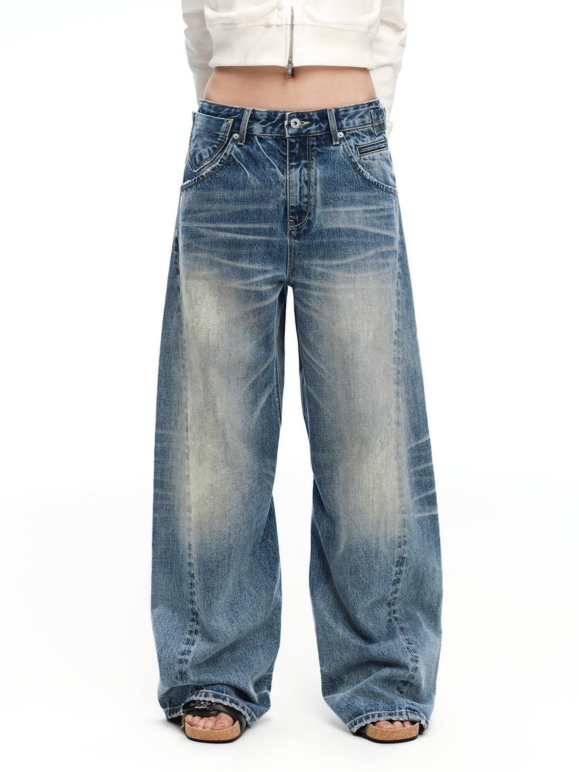 RUN TO THE FUTURE Vintage Wash Distressed Low Rise Women&