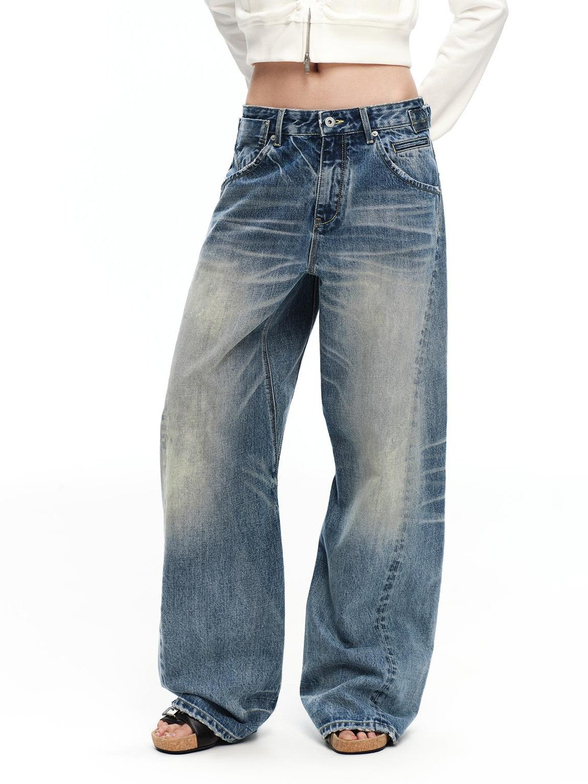 RUN TO THE FUTURE Vintage Wash Distressed Low Rise Women&