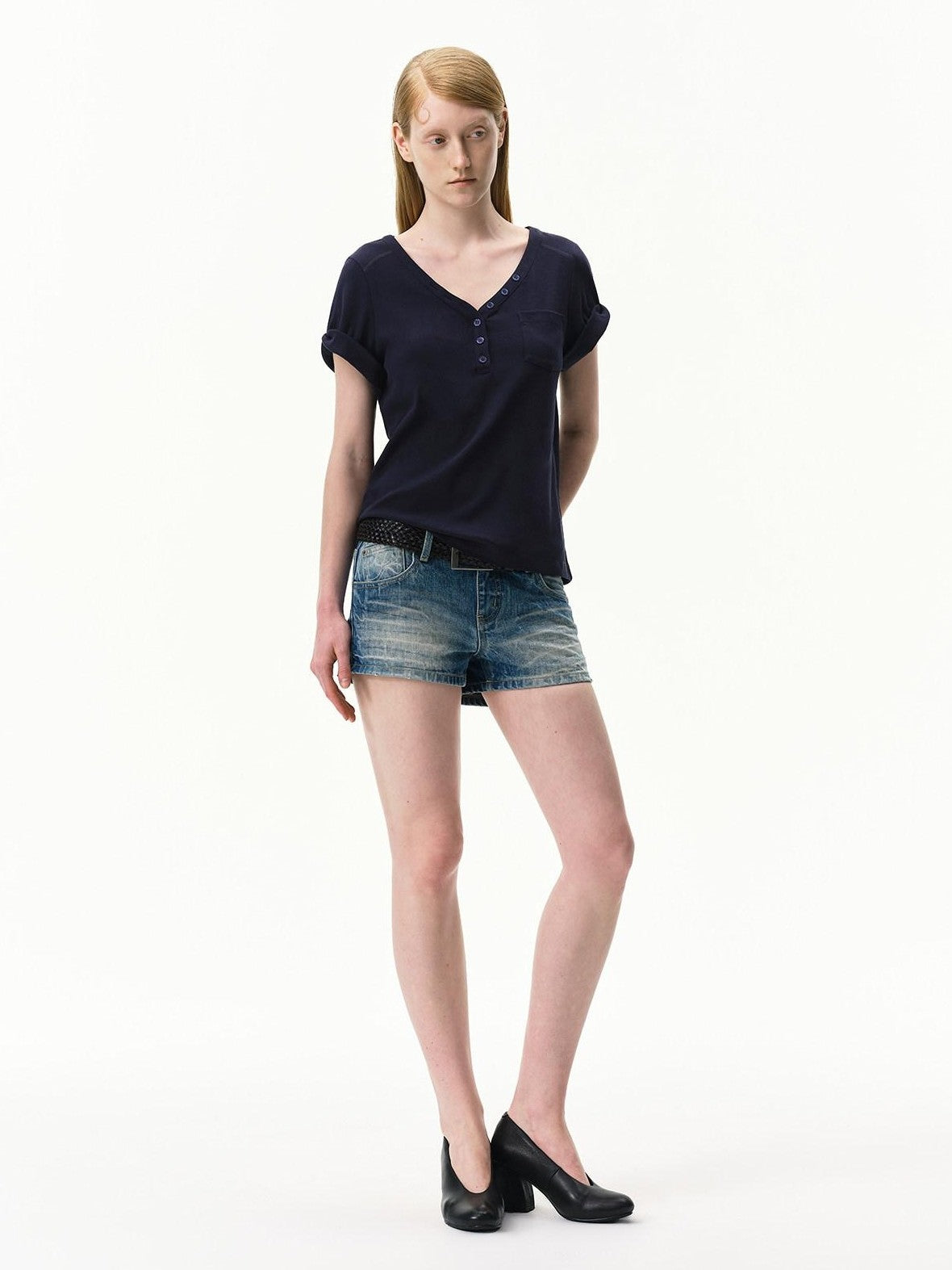 RUN TO THE FUTURE Vintage Washed A Line Distressed Button Fly Women&