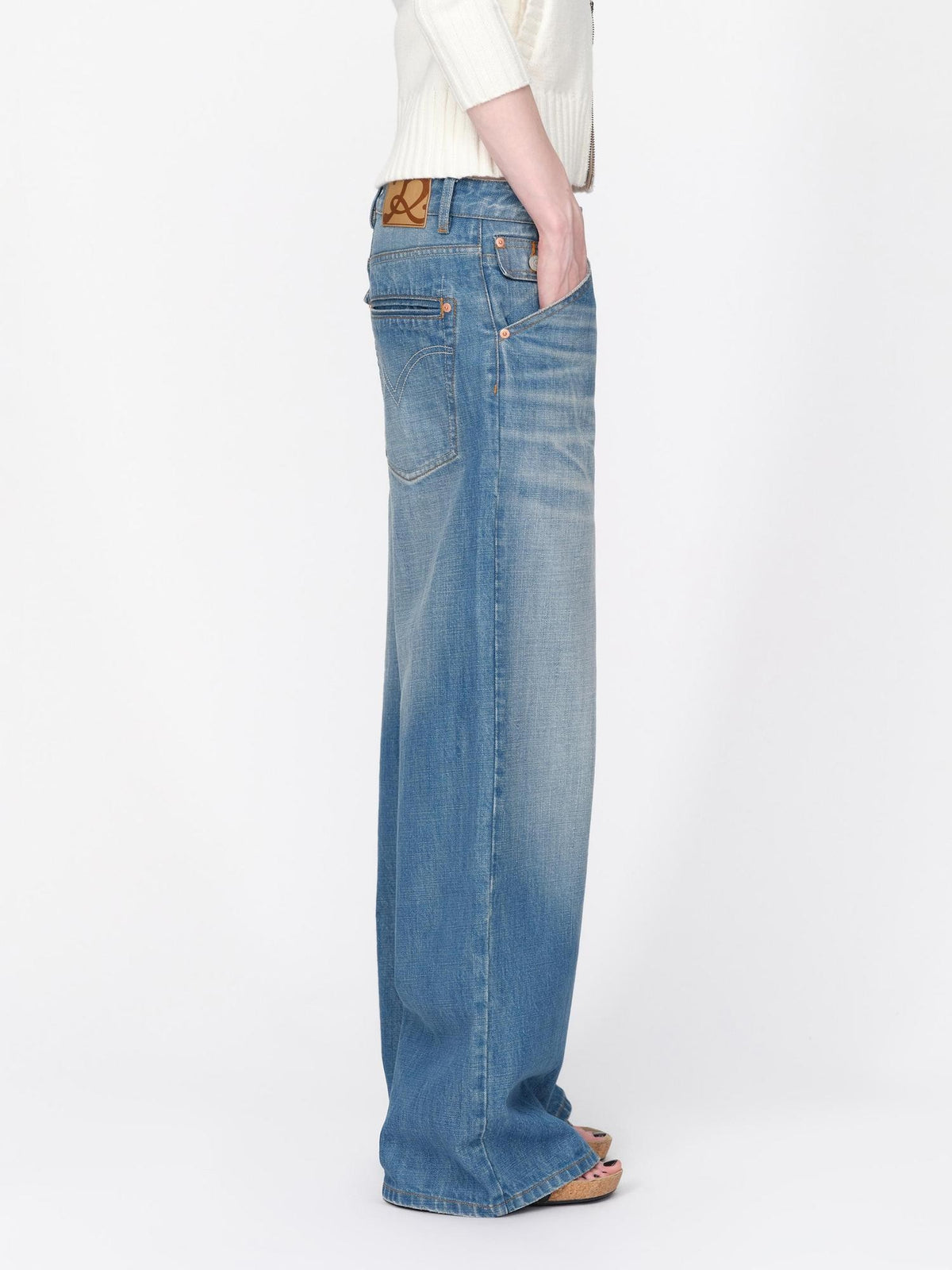 RUN TO THE FUTURE Vintage Washed Cat Whisker Straight Women&