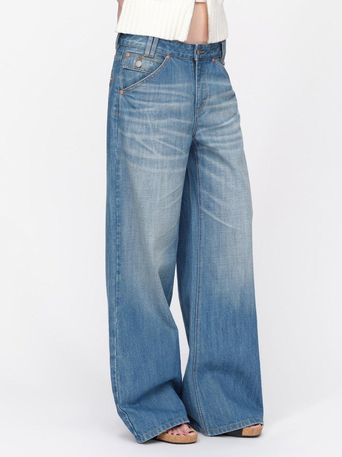 RUN TO THE FUTURE Vintage Washed Cat Whisker Straight Women&