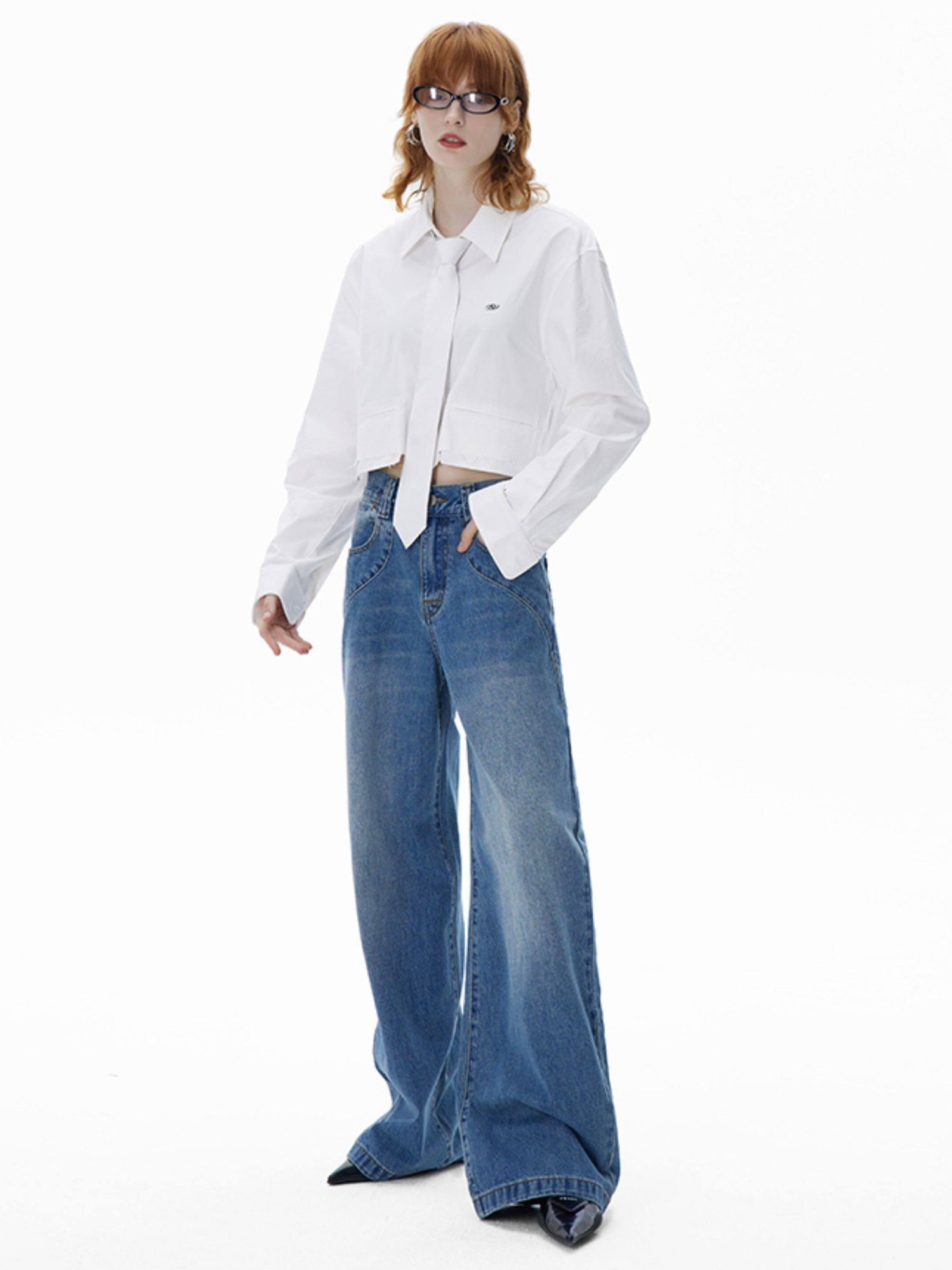 RUN TO THE FUTURE Vintage Washed Coated Loose Natural Waist Women Zip Fly Straight Jeans