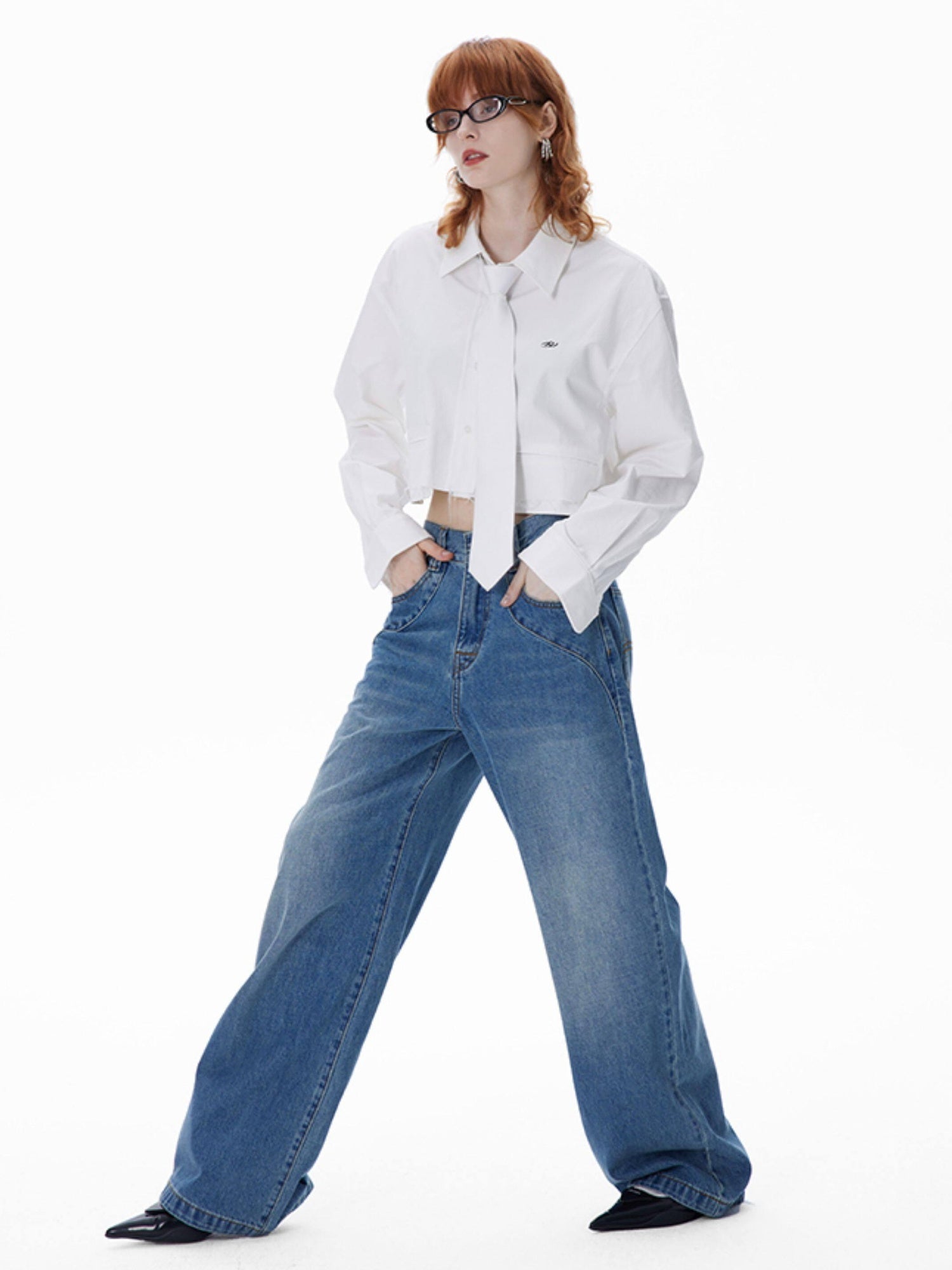RUN TO THE FUTURE Vintage Washed Coated Loose Natural Waist Women Zip Fly Straight Jeans