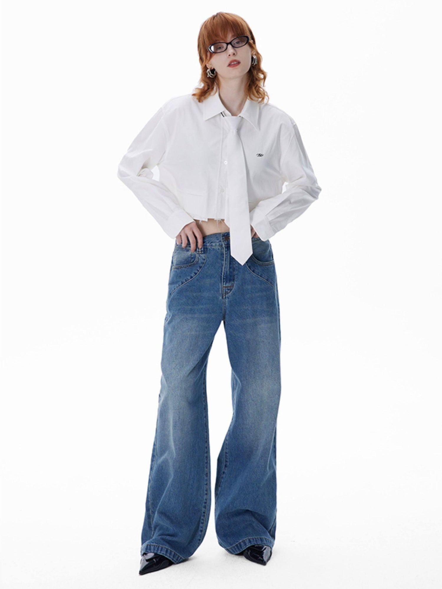 RUN TO THE FUTURE Vintage Washed Coated Loose Natural Waist Women Zip Fly Straight Jeans