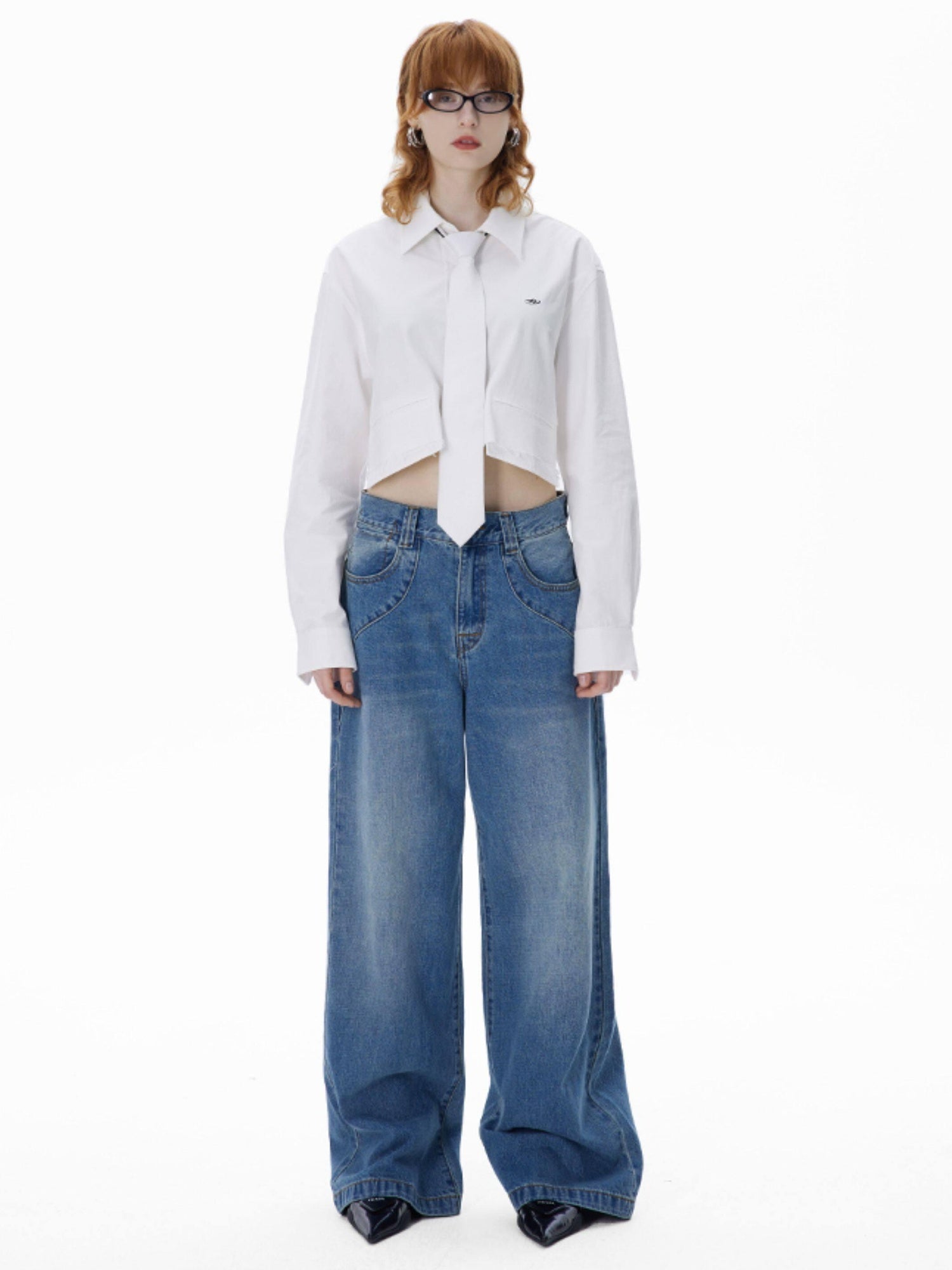 RUN TO THE FUTURE Vintage Washed Coated Loose Natural Waist Women Zip Fly Straight Jeans