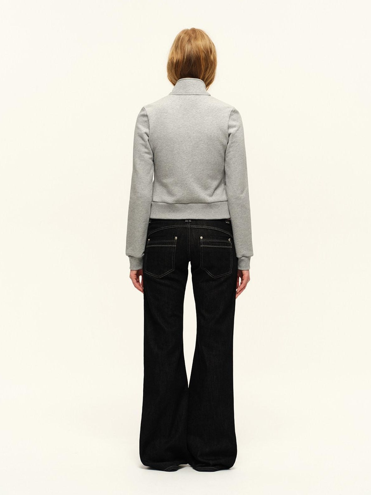 RUN TO THE FUTURE Vintage Washed Low Rise Pocket Detail Women Cotton Dark Wash Straight Jeans