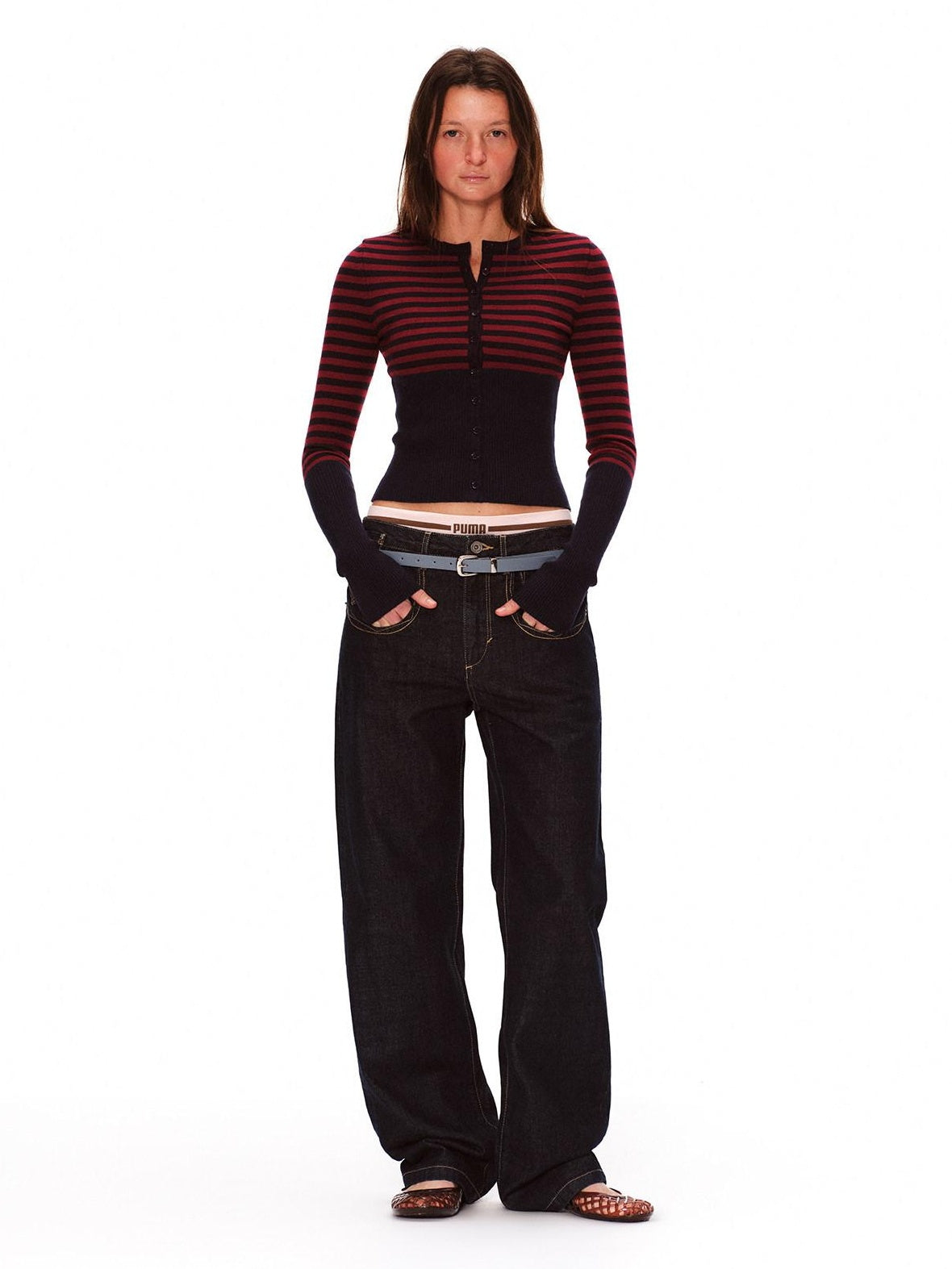 RUN TO THE FUTURE Vintage Washed Natural Waist Pocket Detail Womens Cotton Dark Straight Jeans