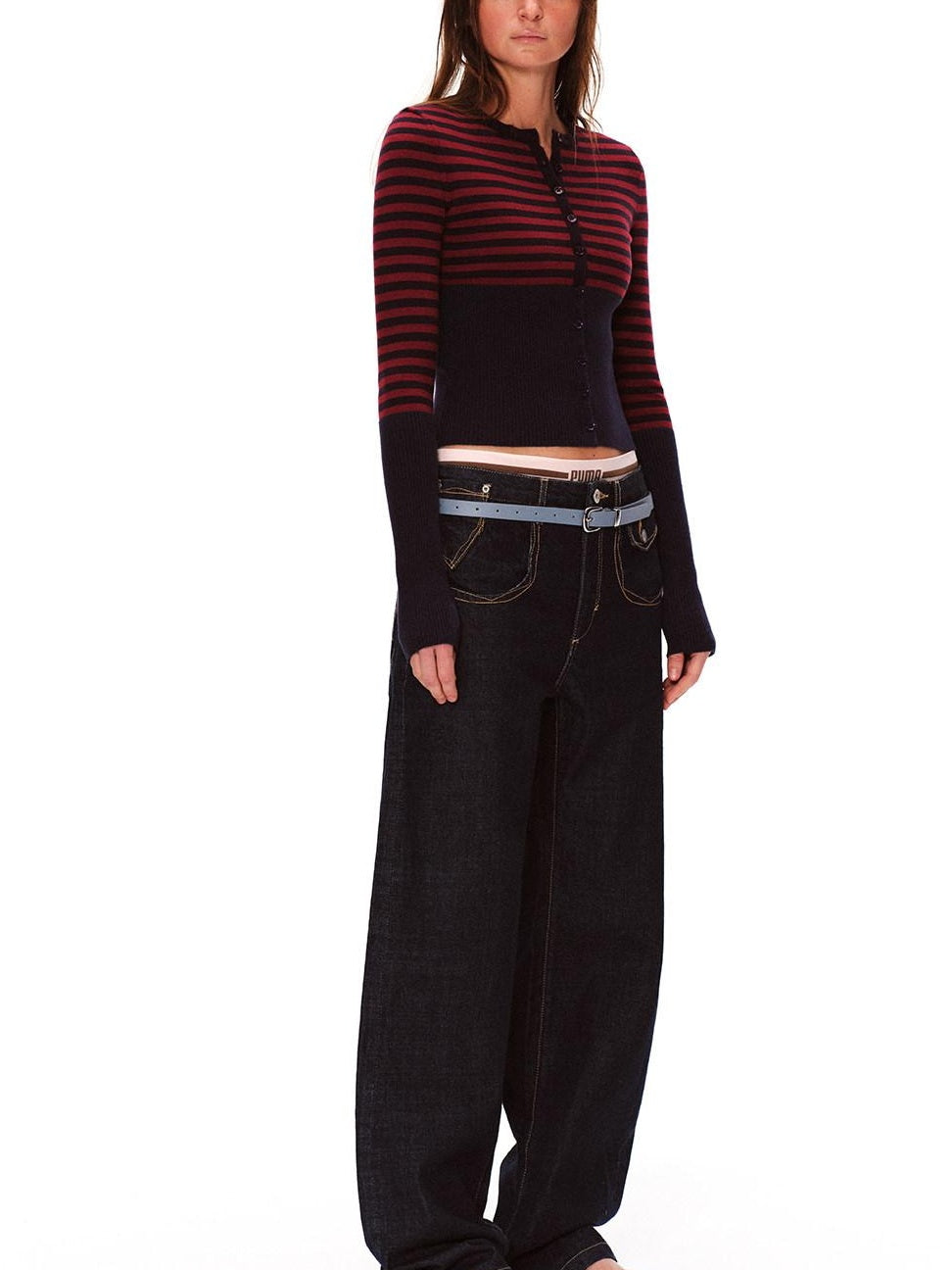RUN TO THE FUTURE Vintage Washed Natural Waist Pocket Detail Womens Cotton Dark Straight Jeans