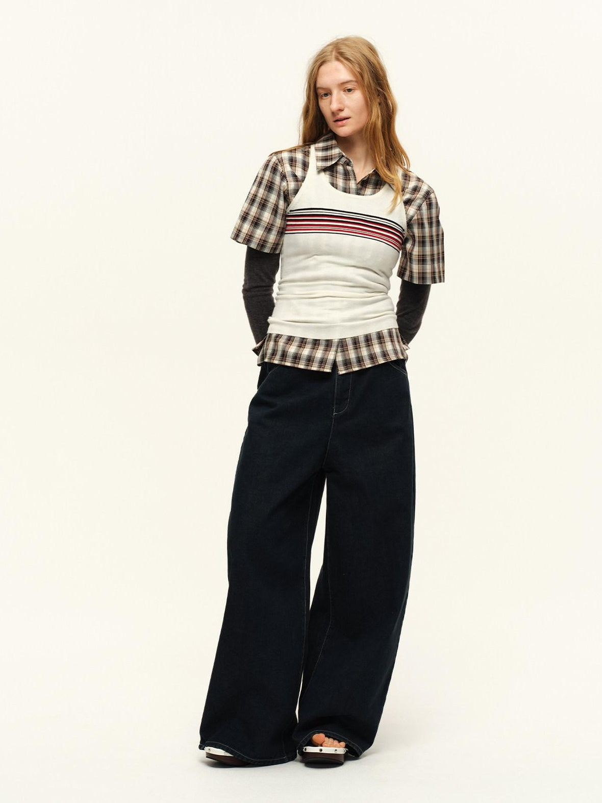 RUN TO THE FUTURE Vintage Washed Natural Waist Zipper Unisex Relaxed Cotton Raw Wide-Leg Jeans