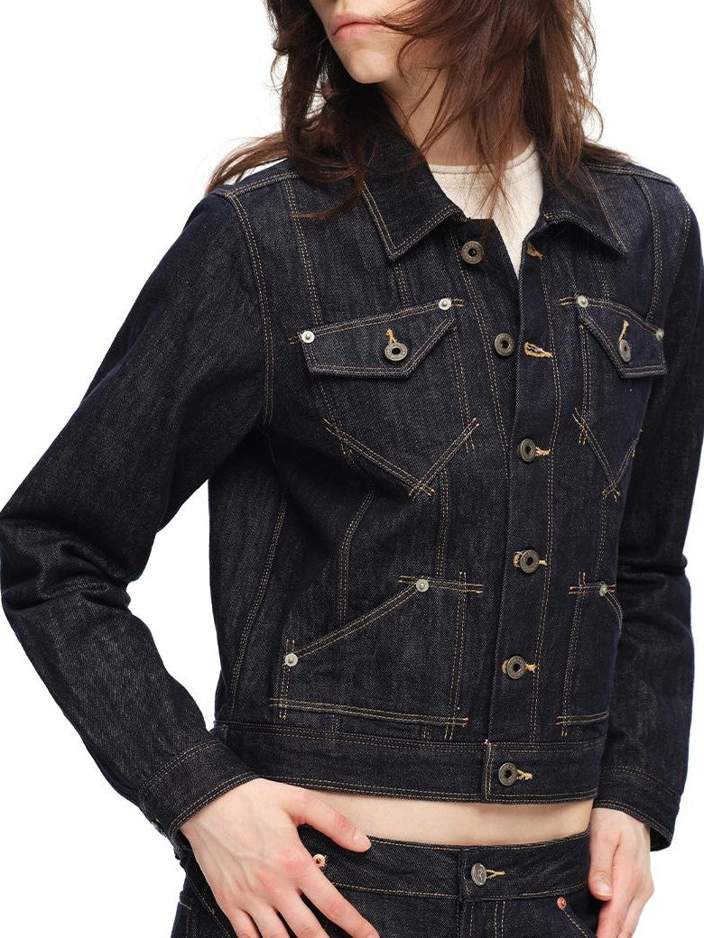RUN TO THE FUTURE Vintage Washed Red Selvedge Denim Utility Women&