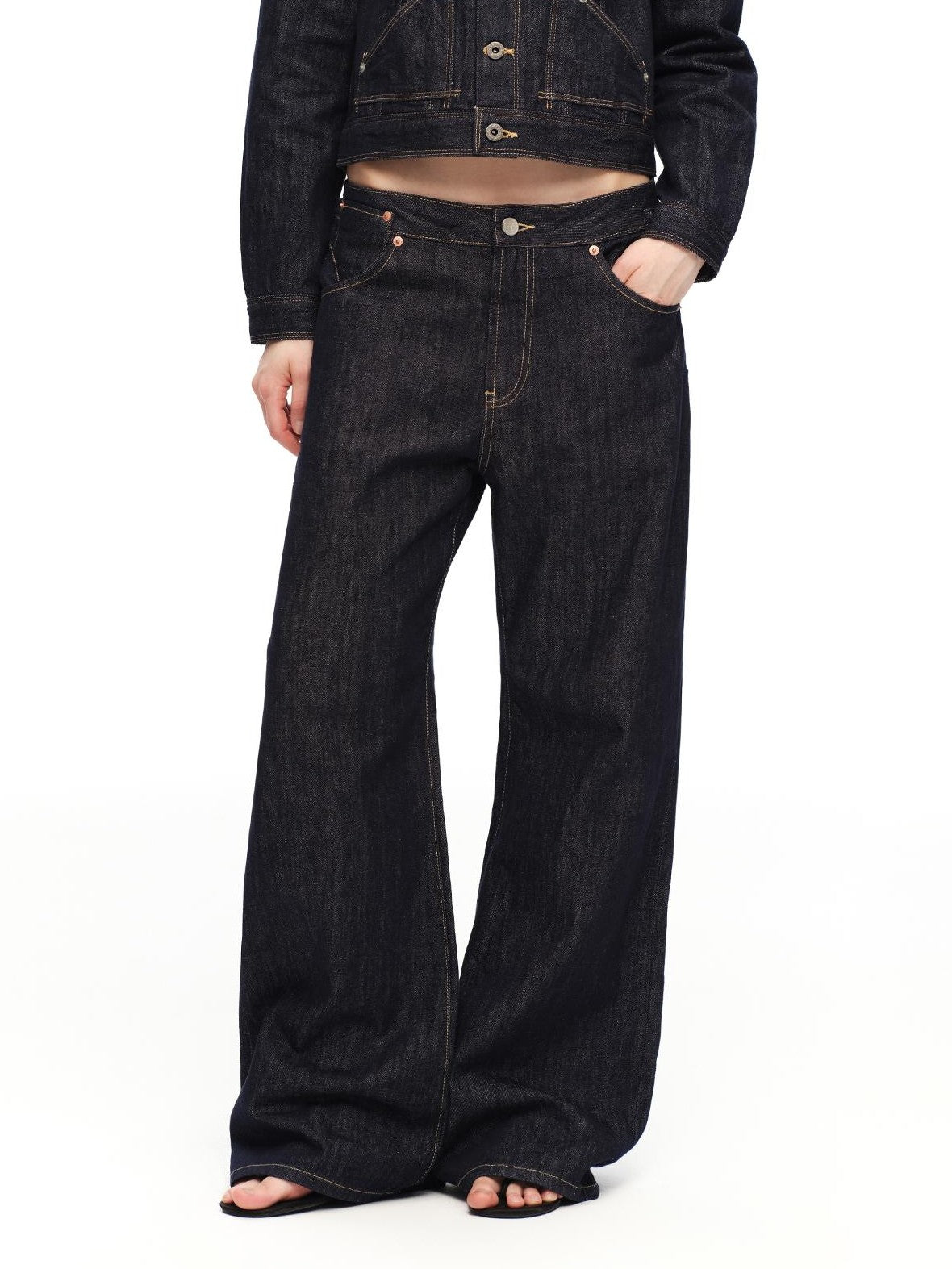 RUN TO THE FUTURE Vintage Washed Red Selvedge Denim Utility Women&