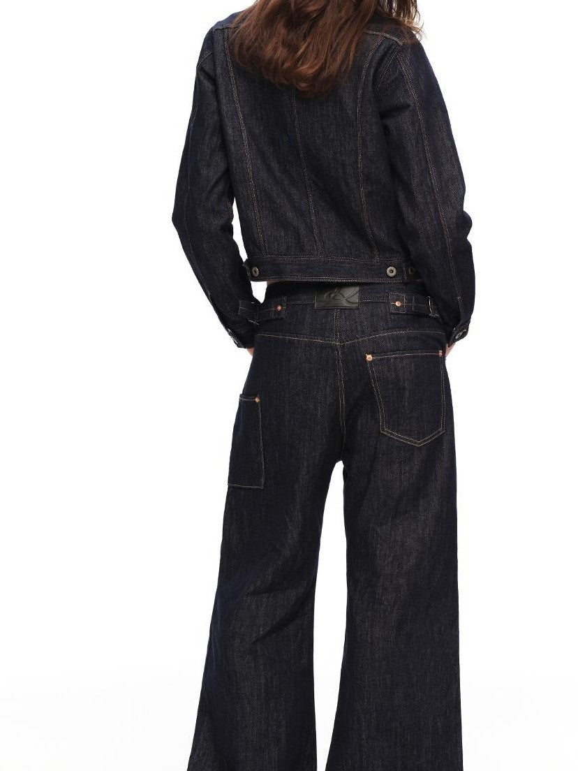 RUN TO THE FUTURE Vintage Washed Red Selvedge Denim Utility Women&