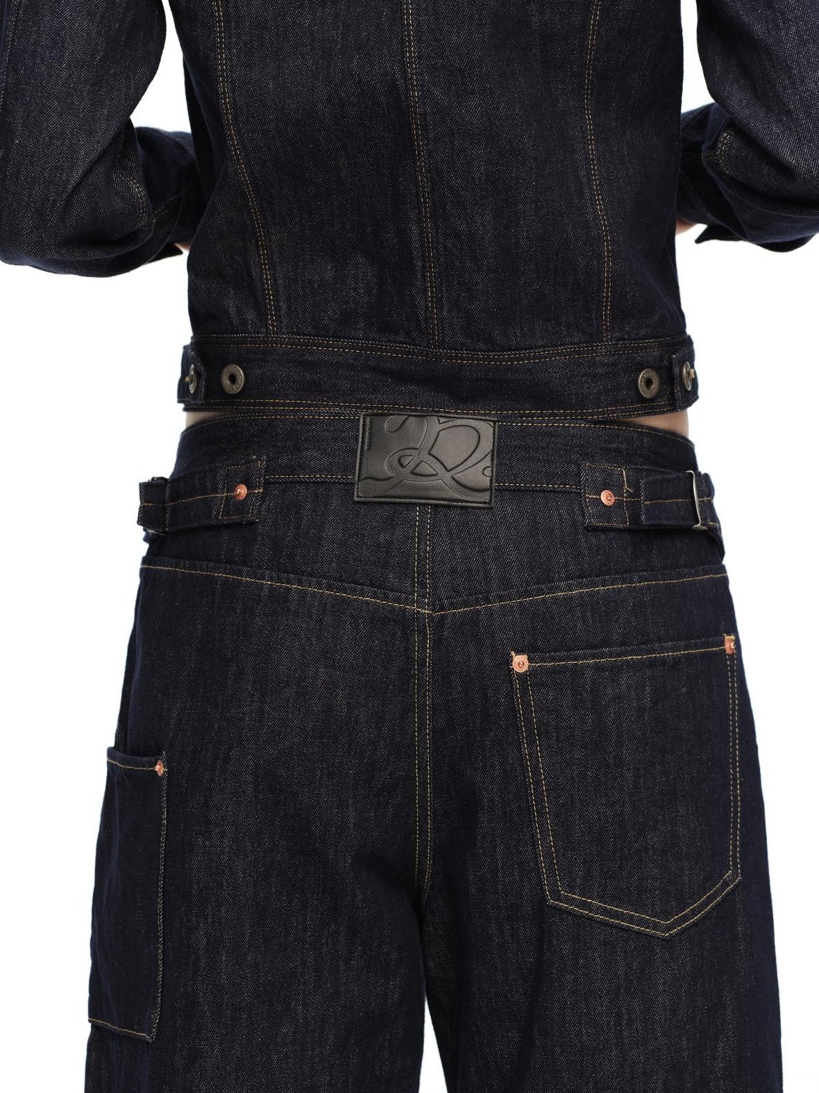 RUN TO THE FUTURE Vintage Washed Red Selvedge Denim Utility Women&