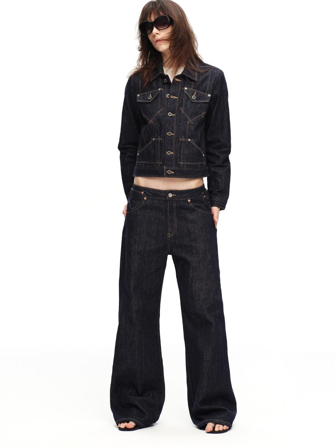 RUN TO THE FUTURE Vintage Washed Red Selvedge Denim Utility Women&